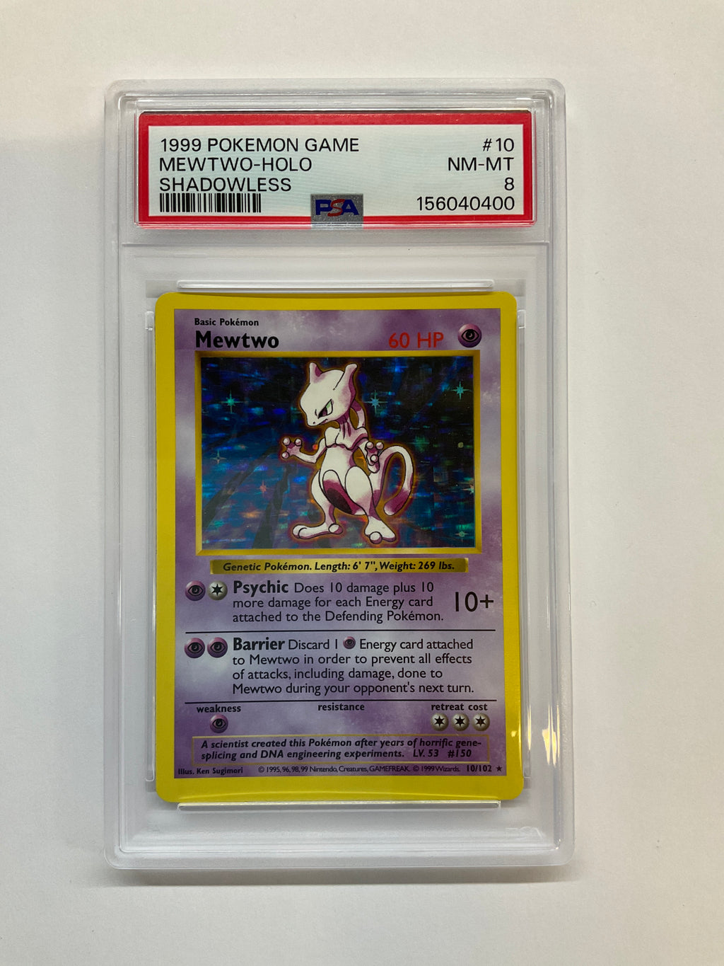1999 Mewtwo Holo 10 Shadowless PSA 8