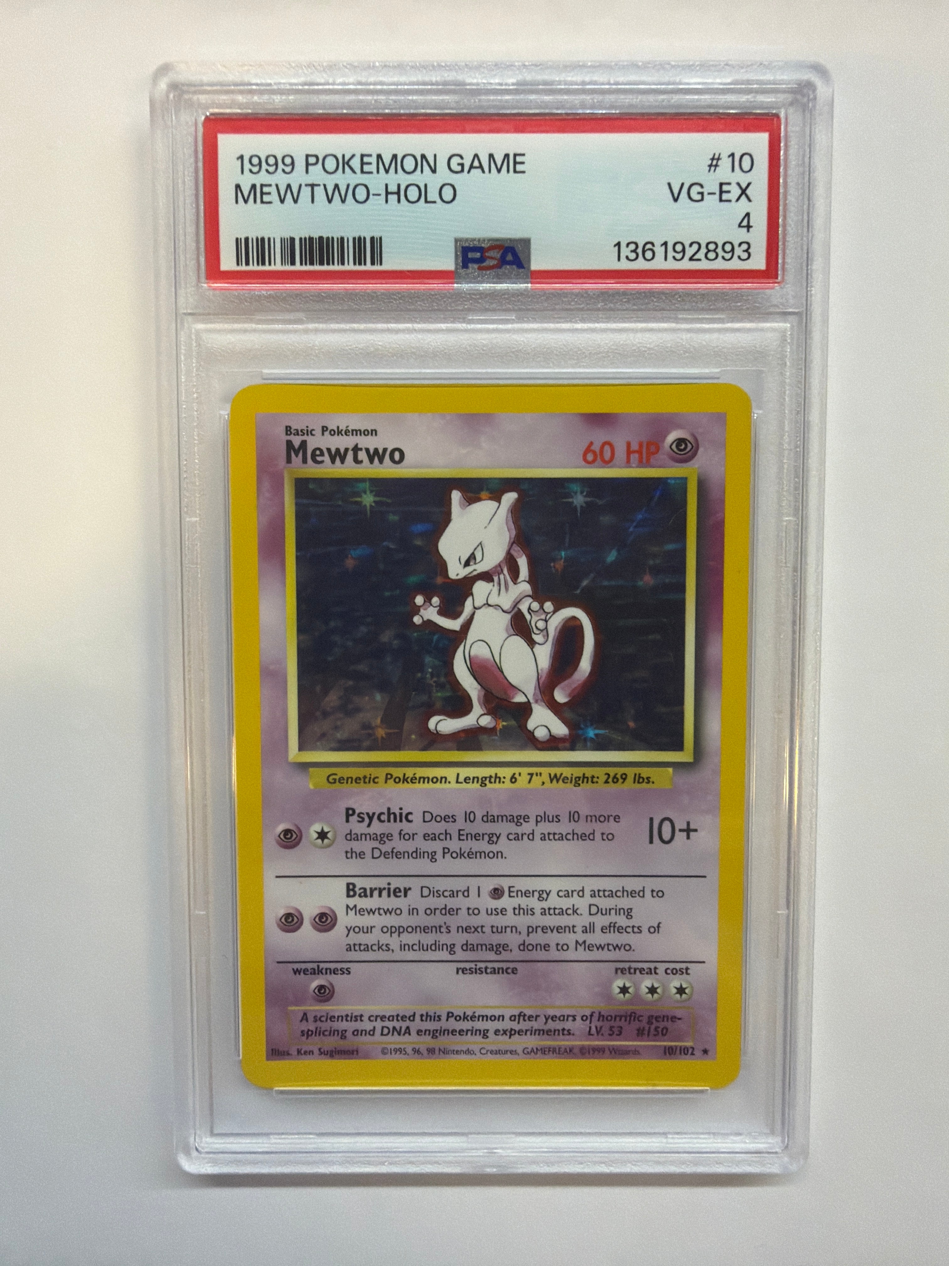 1999 Pokemon Game Mewtwo Holo #10 PSA 4