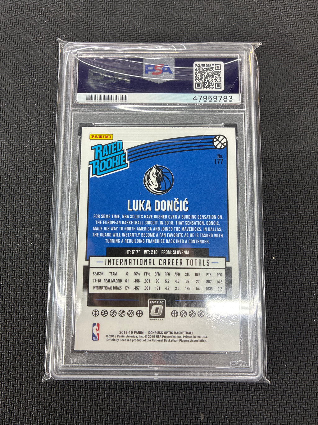 2018 Panini Donruss Optic Luka Doncic Rated Rookie PSA  10 Mavericks