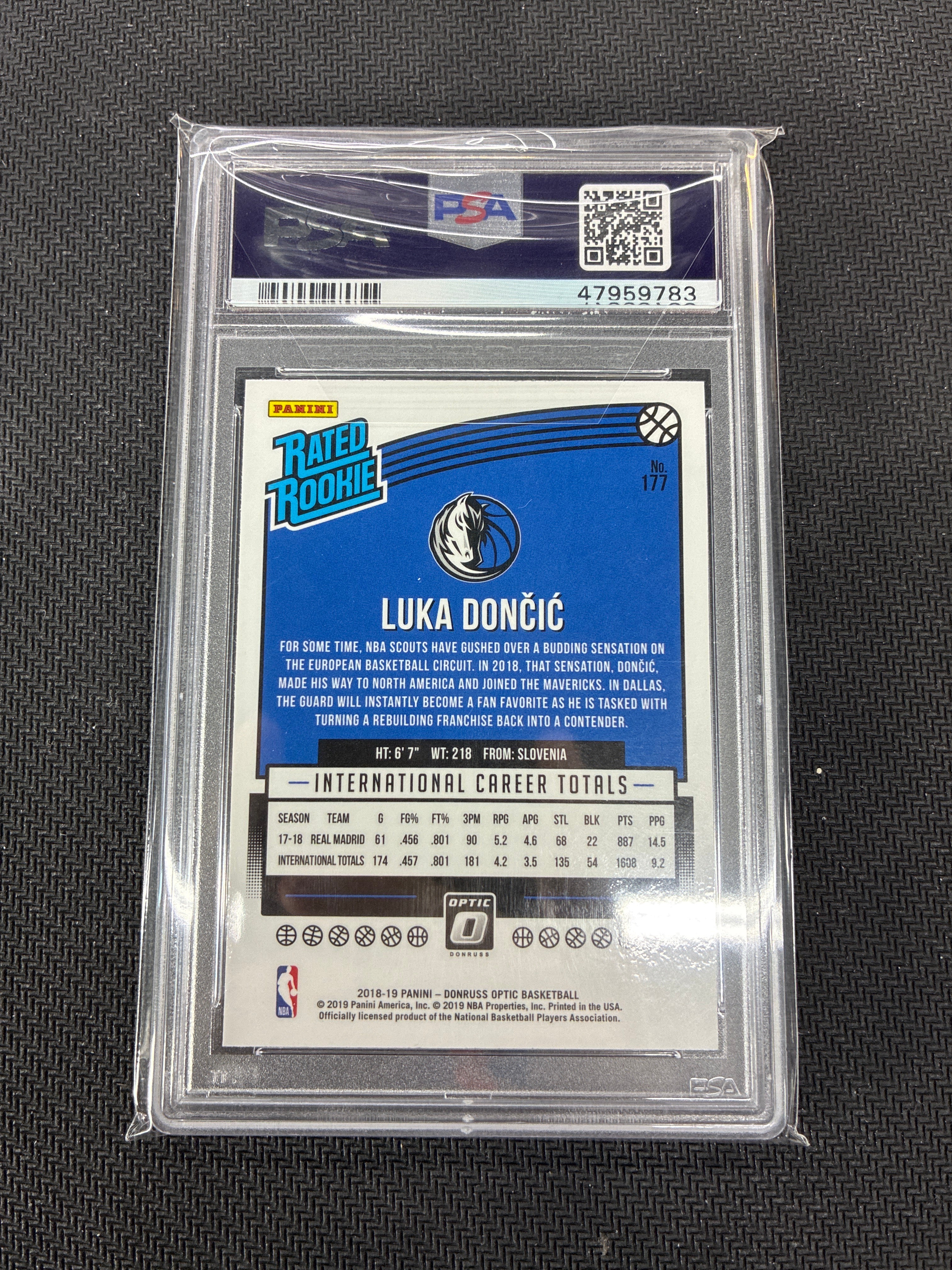 2018 Panini Donruss Optic Luka Doncic Rated Rookie PSA  10 Mavericks