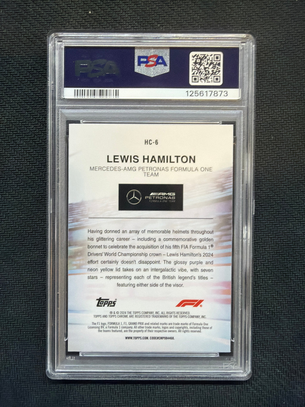 2024 Topps Chrome F1 Logofractor Lewis Hamilton Helmet PSA 9 873