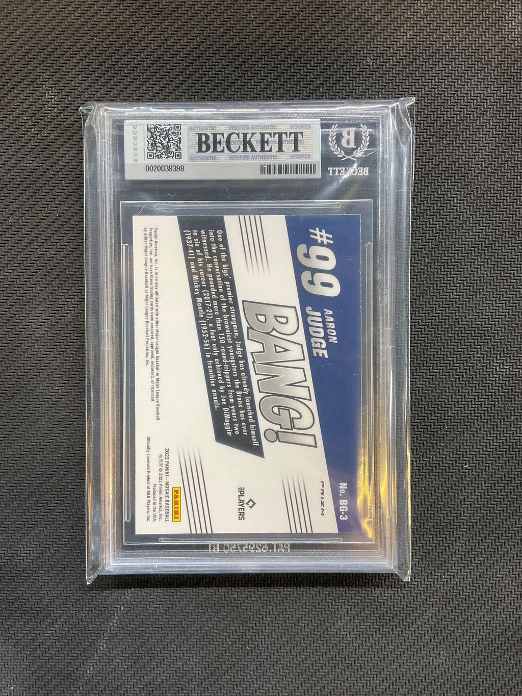 2022 Panini Mosaic Aaron Judge Bang! Refractor BGS 9 Yankees