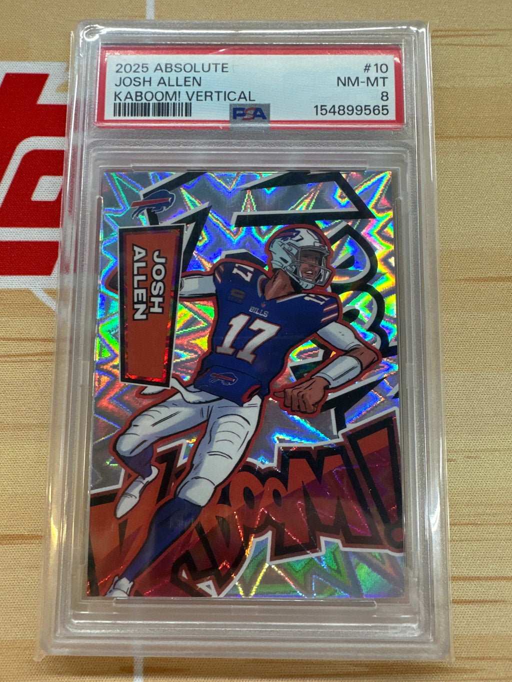2025 Panini Absolute Josh Allen Kaboom! Vertical #10 PSA 8