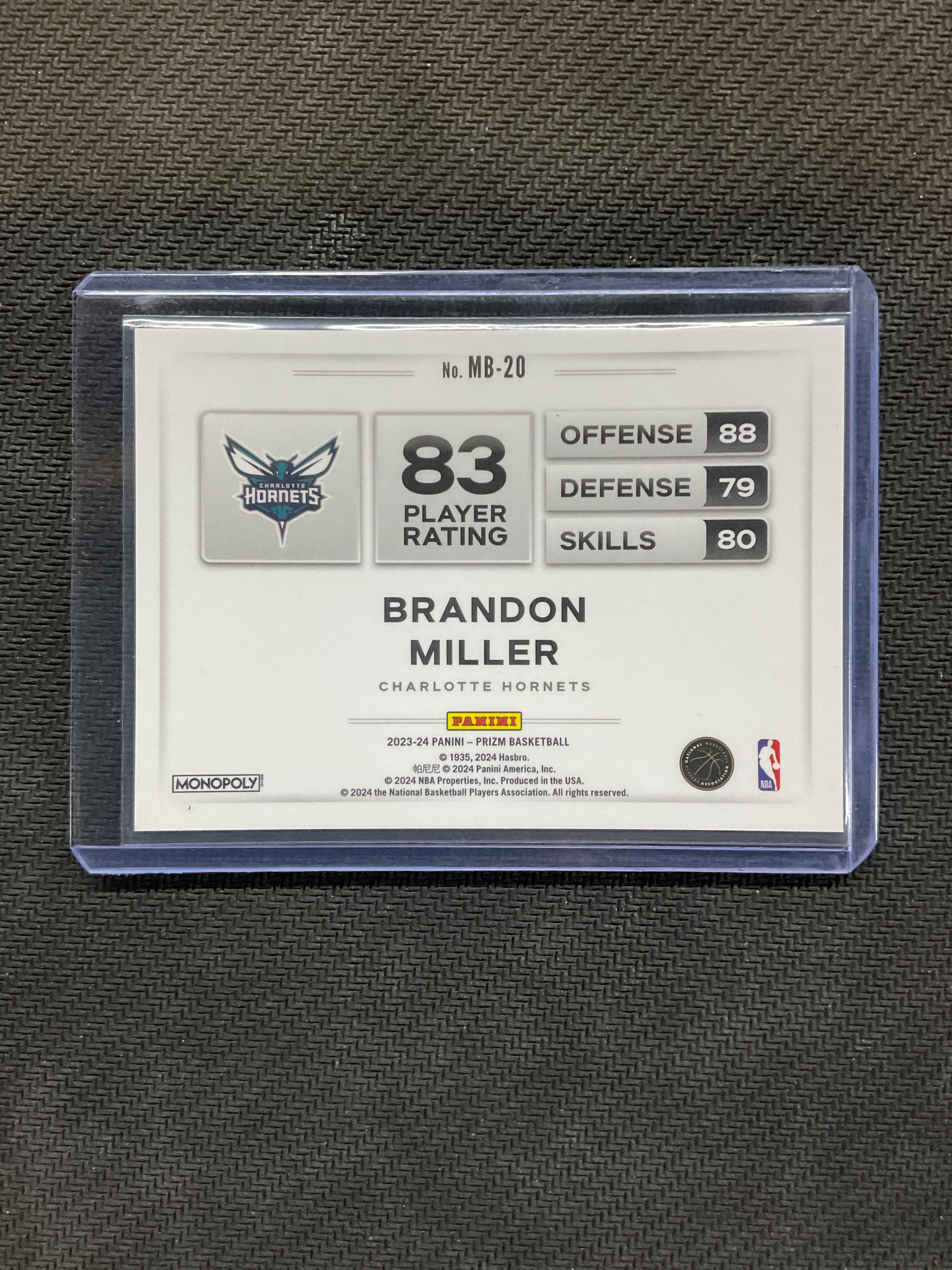 2023-24 Prizm Monopoly Brandon Miller Color Blast Rookie