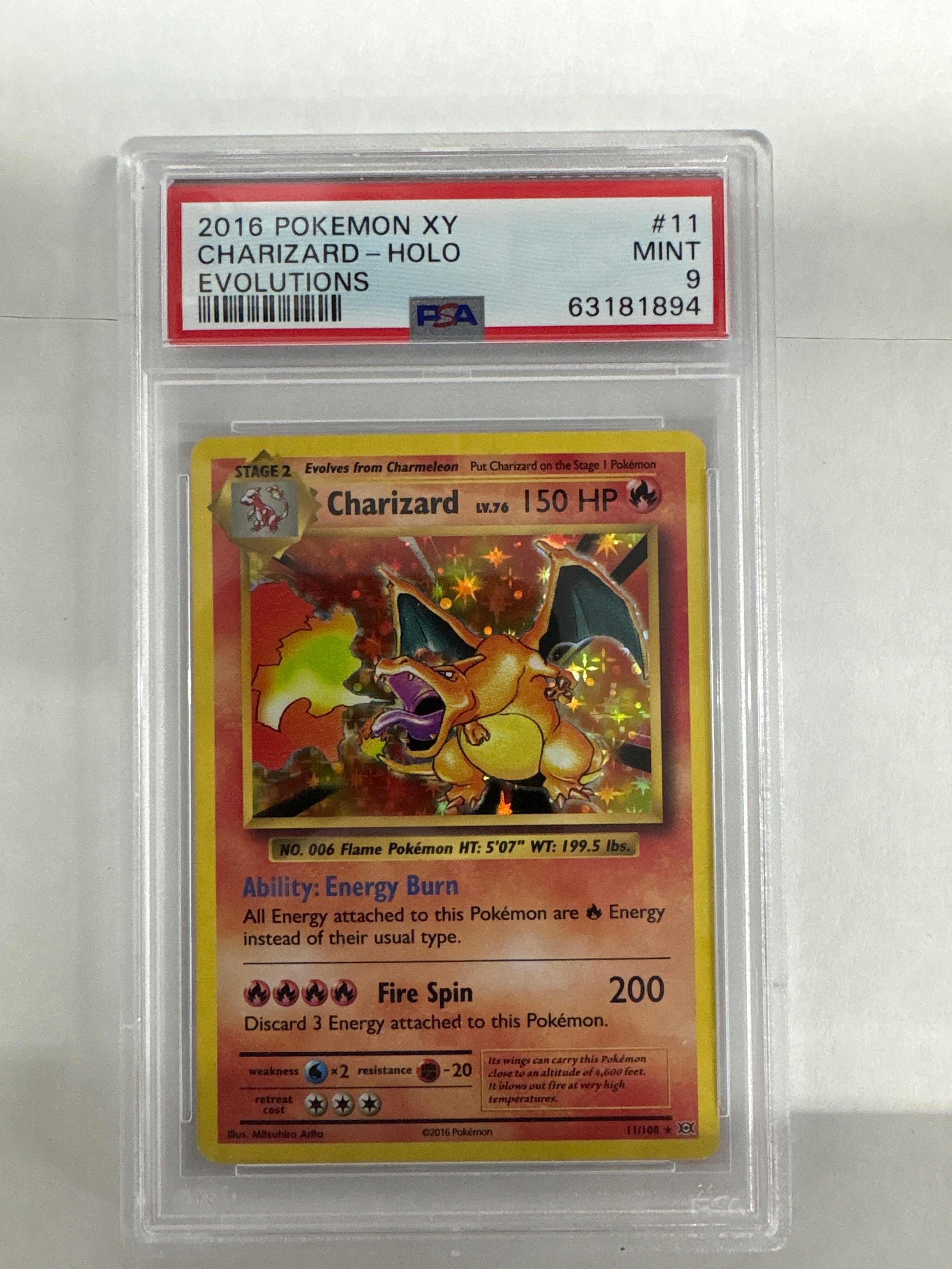 2016 Pokemon Evolutions Charizard Holo 11 PSA 9