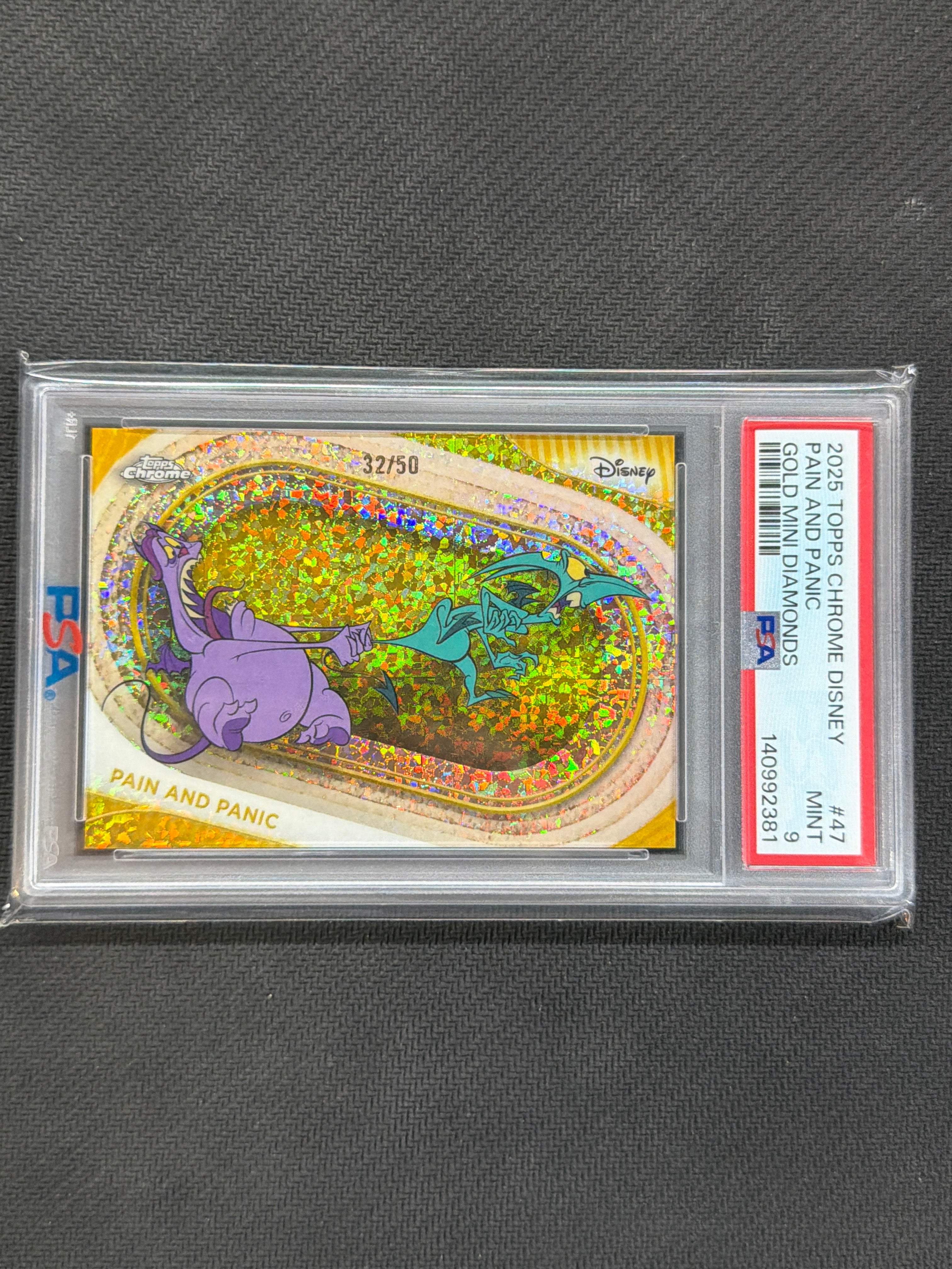 2025 Topps Chrome Disney Pain And Panic Gold Mini /50 PSA 9 381