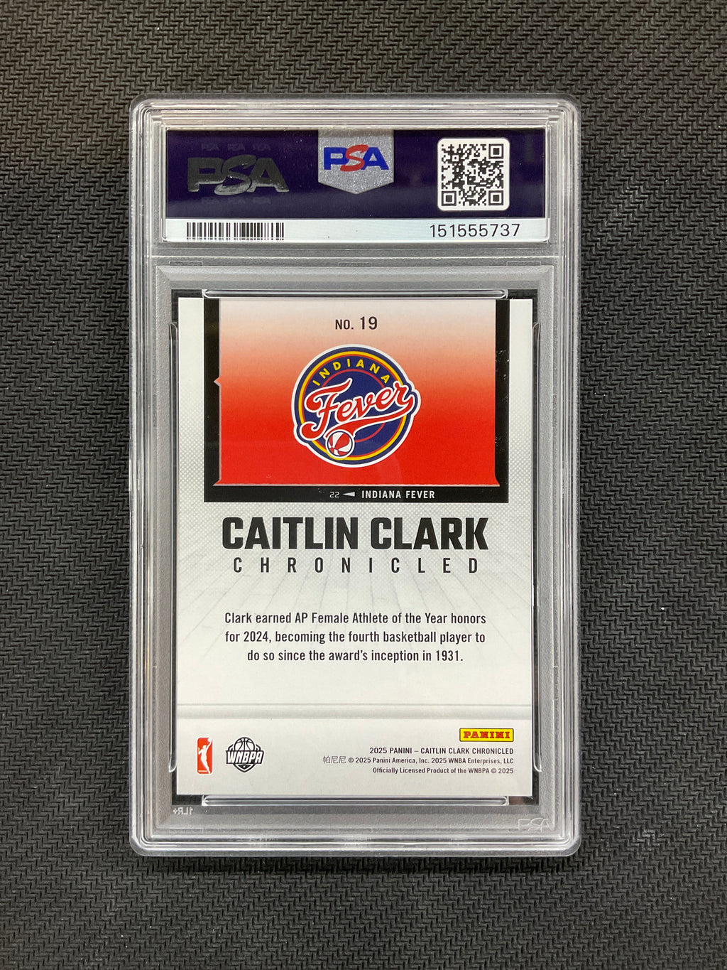 2025 Panini Caitlin Clark Chronicles Yellow Holo Athlete Of The Year PSA 10