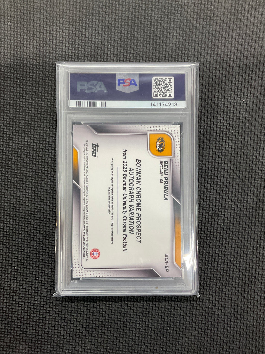 2025 Bowman U Chrome Beau Pribula Auto Gold /50 PSA 9 Missouri