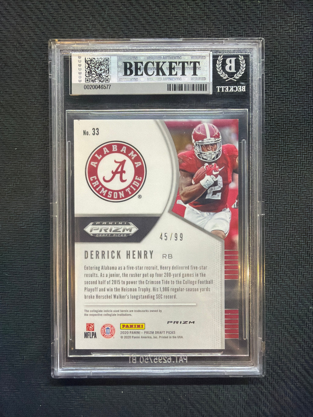 2020 Prizm Draft Picks Derrick Henry Red White Blue /99 BGS 8 Alabama