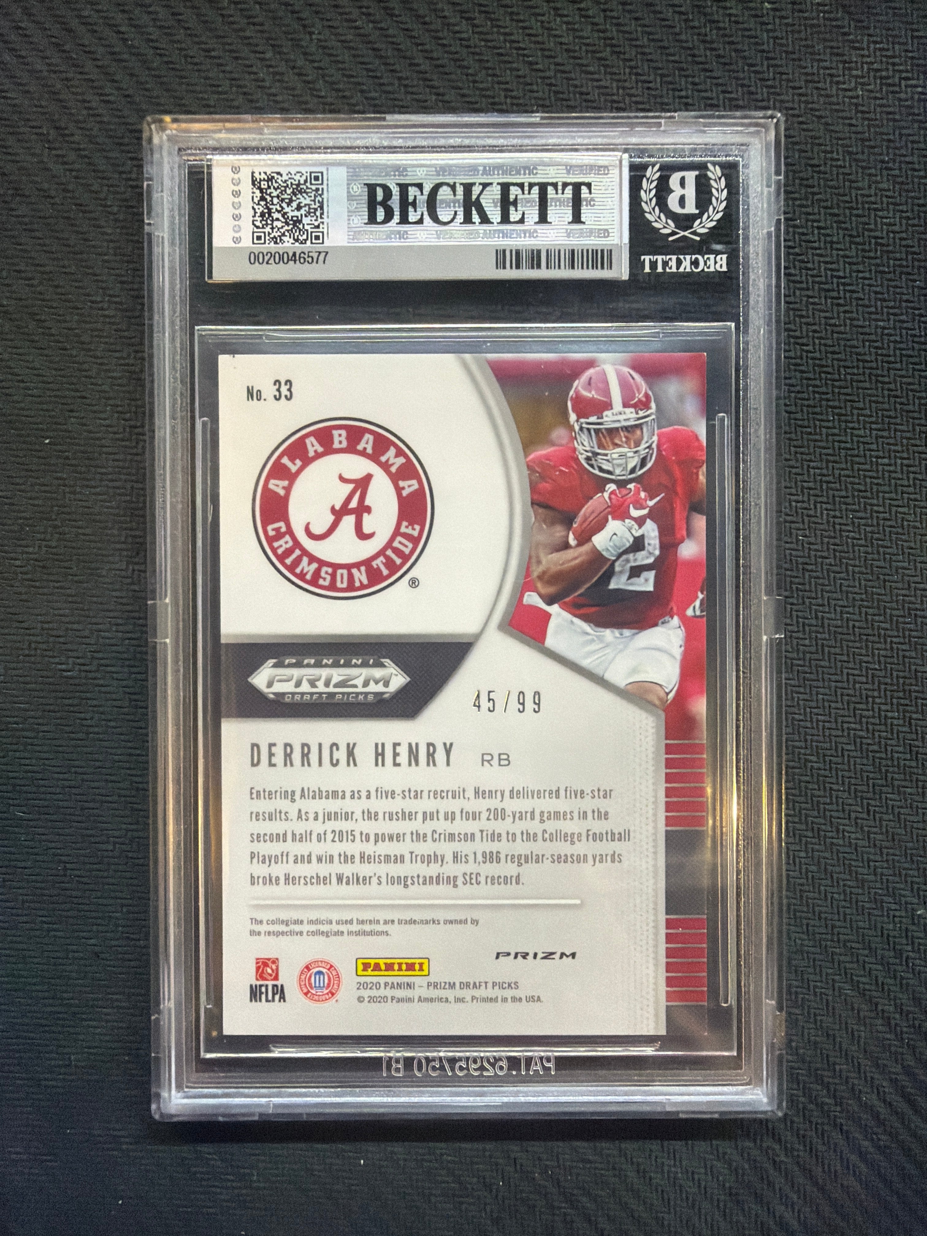2020 Prizm Draft Picks Derrick Henry Red White Blue /99 BGS 8 Alabama