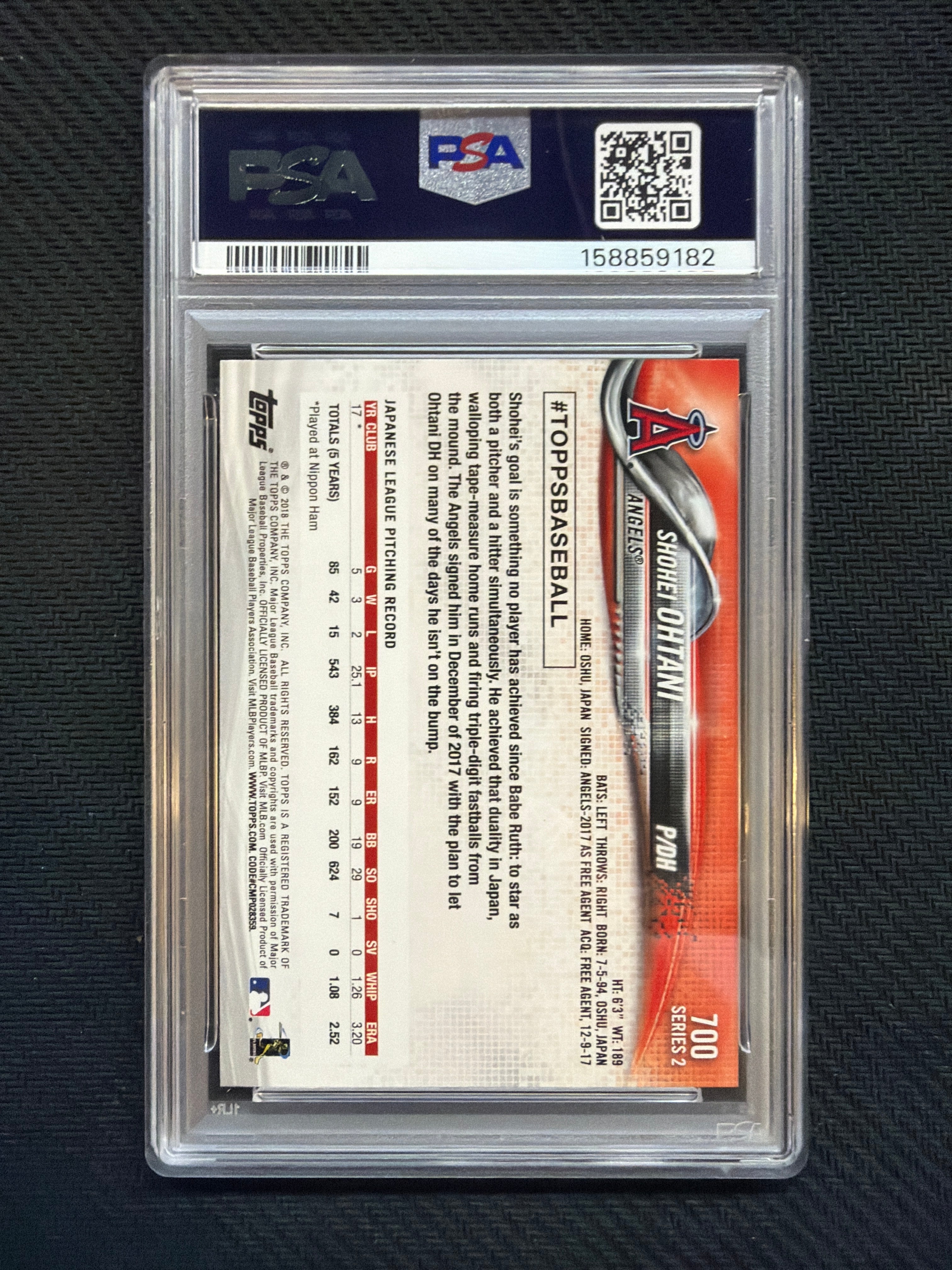 2018 Topps Shohei Ohtani Pitching PSA 8 182