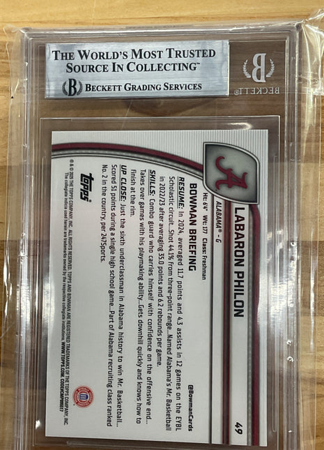 2024-25 Bowman U Chrome Labaron Philon Blue Rookie BGS 9 Alabama