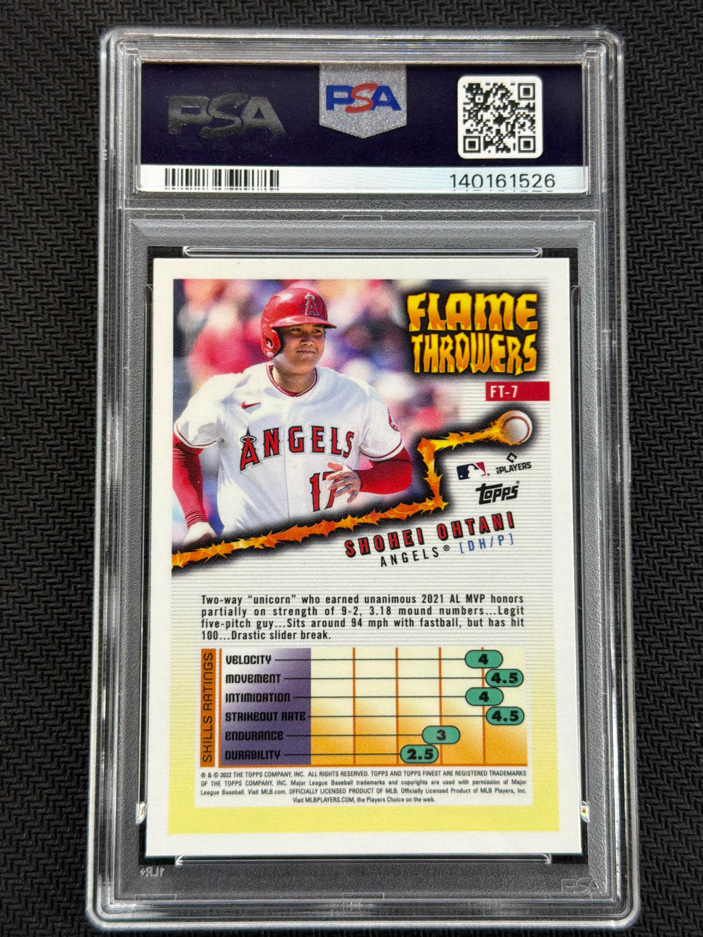 2022 Topps Finest Flashbacks Shohei Ohtani Flame Throwers PSA 10 526