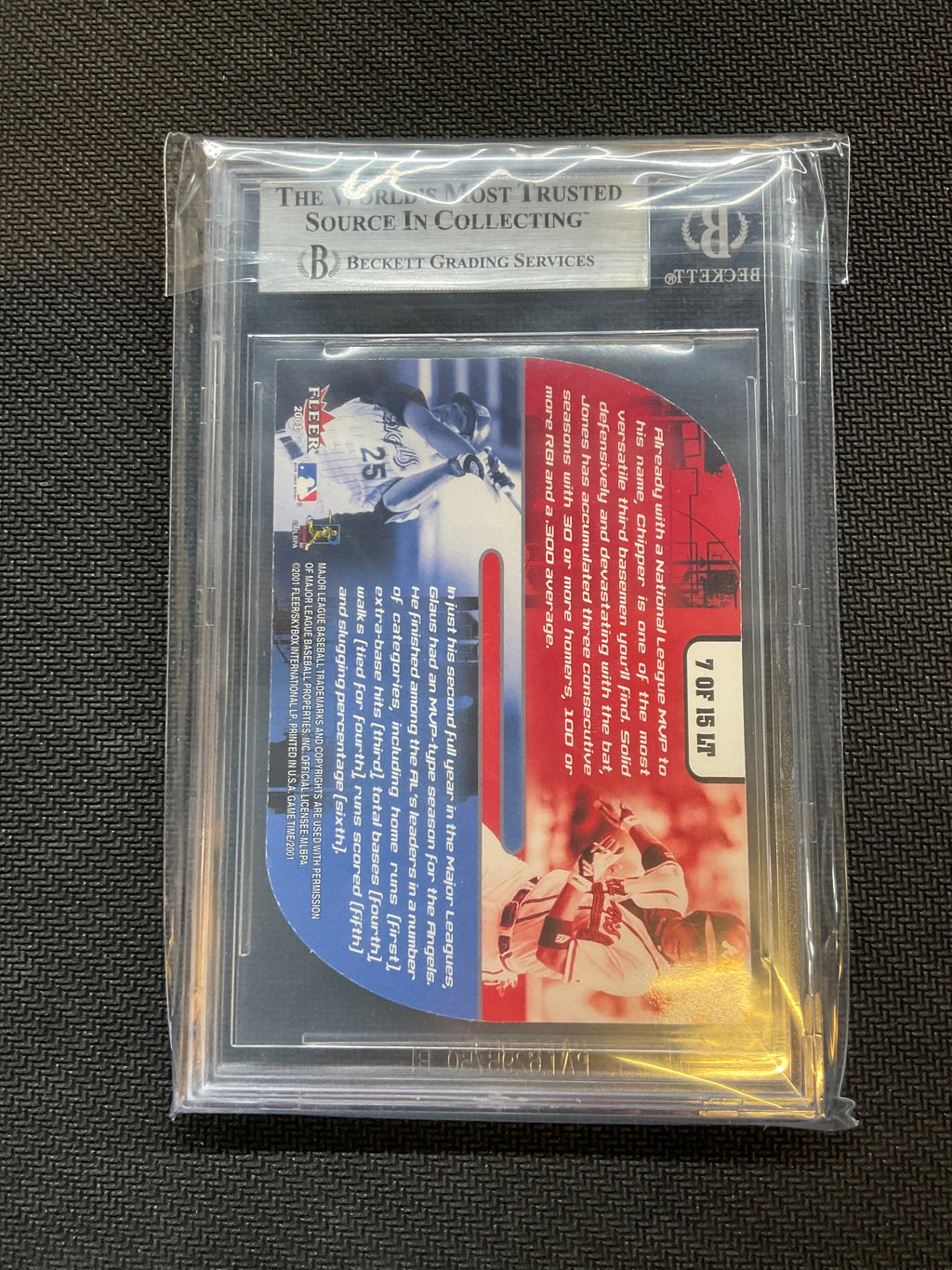 2001 Fleer Game Time Chipper Jones Troy Glaus BGS 8 Braves