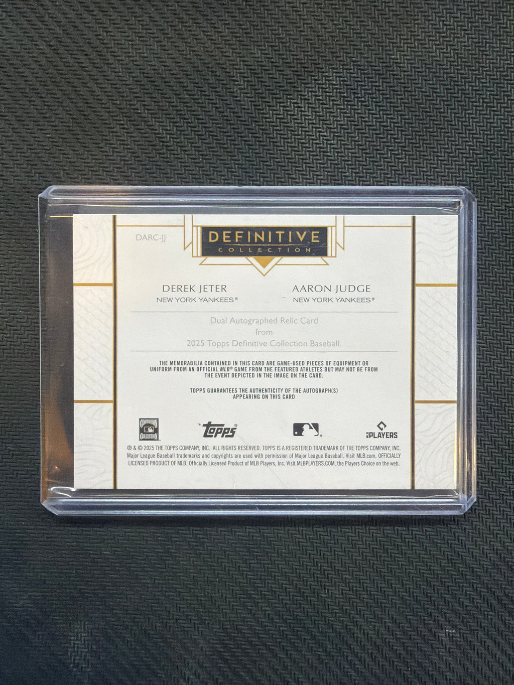 2025 Topps Defenitive Derek Jeter Aaron Judge Dual Patch Auto /10