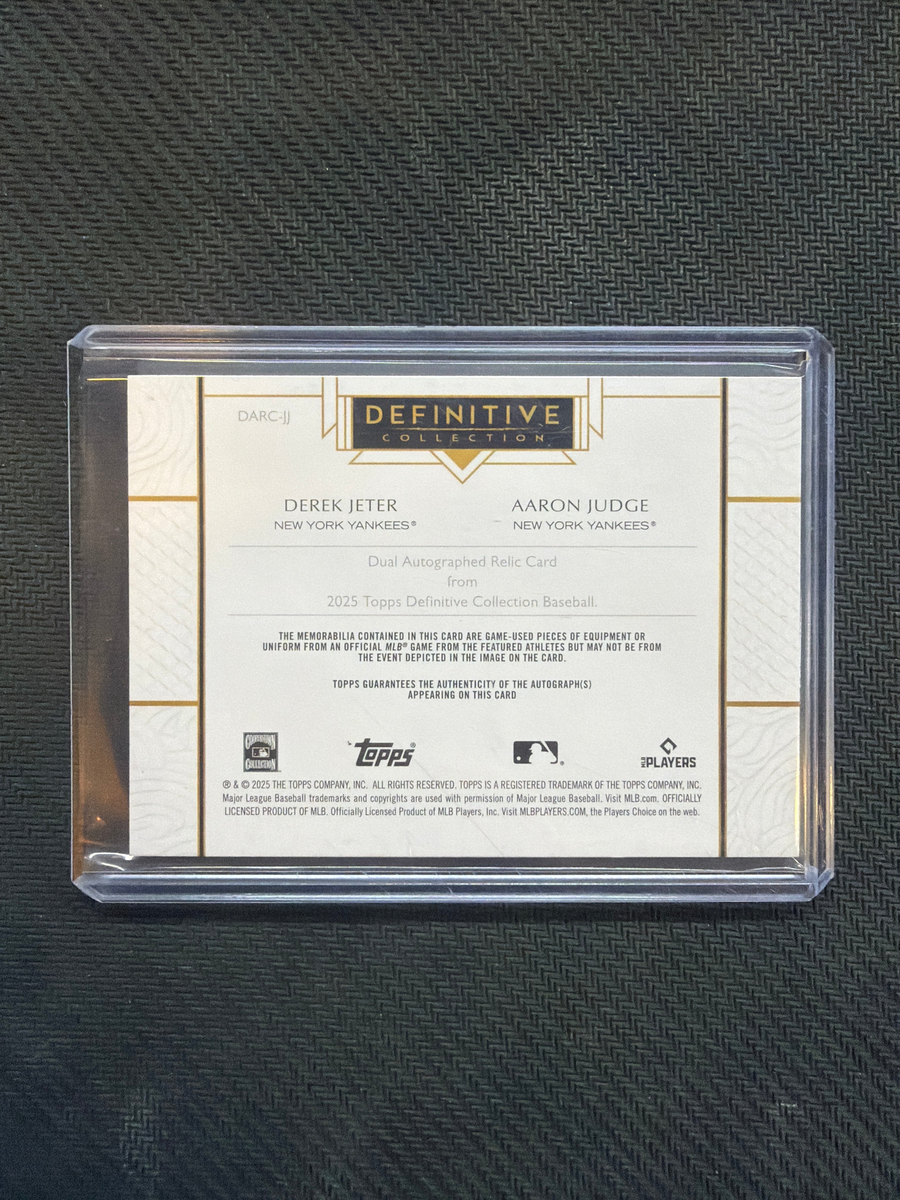 2025 Topps Defenitive Derek Jeter Aaron Judge Dual Patch Auto /10