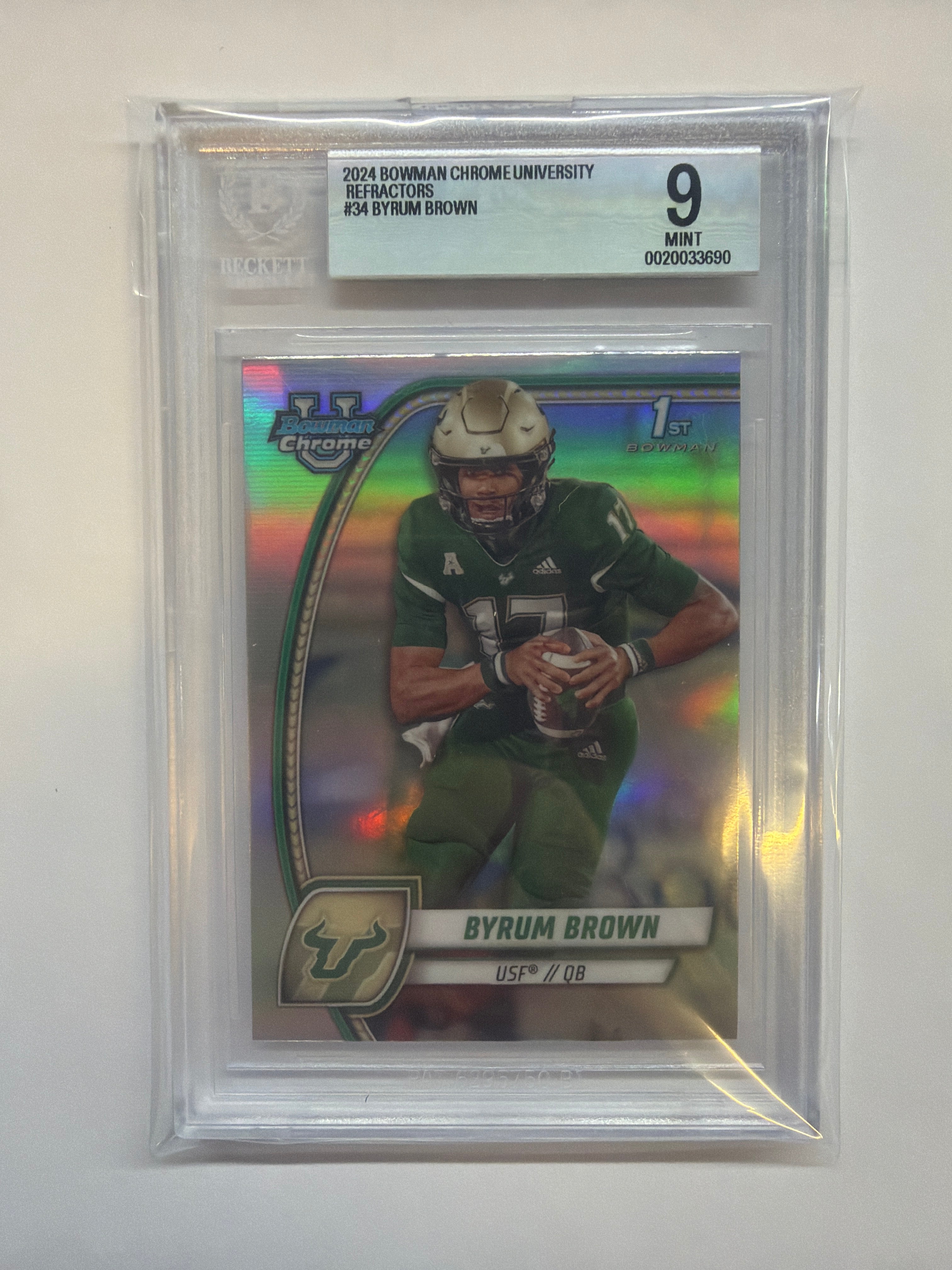 2024 Bowman U Byrum Brown Refractor Rookie BGS 9 Auburn