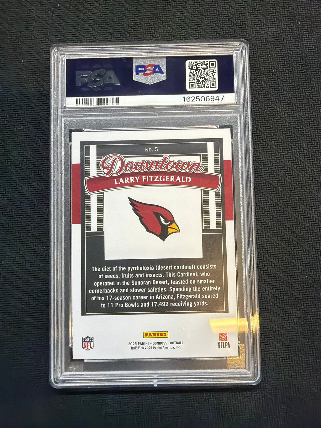 2025 Donruss Larry Fitzgerald Horizontal Downtown! #5 PSA 10