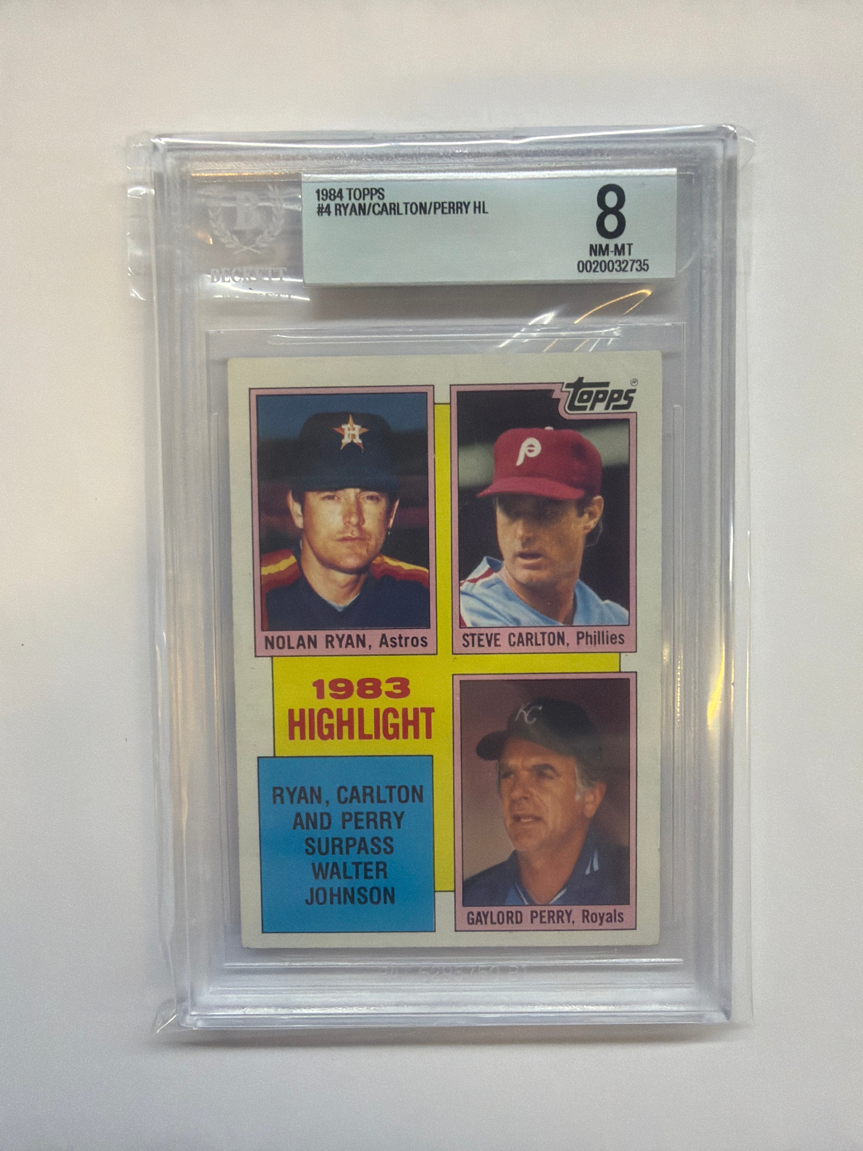 1984 Topps Nolan Ryan Carlton Perry BGS 8 Highlight