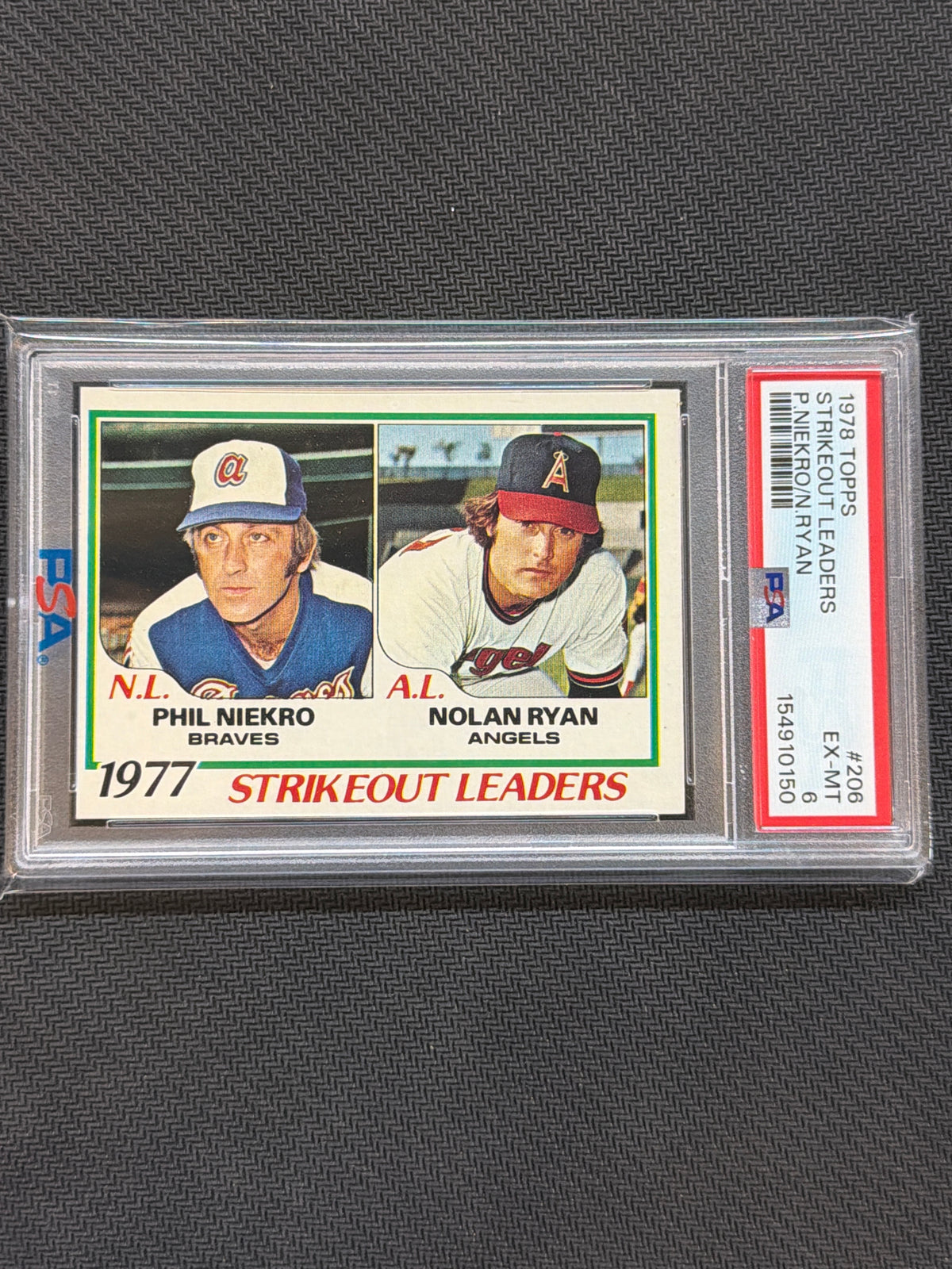 1978 Topps Strikeout LEaders Phil Niekro Nolan Ryan PSA 6 150