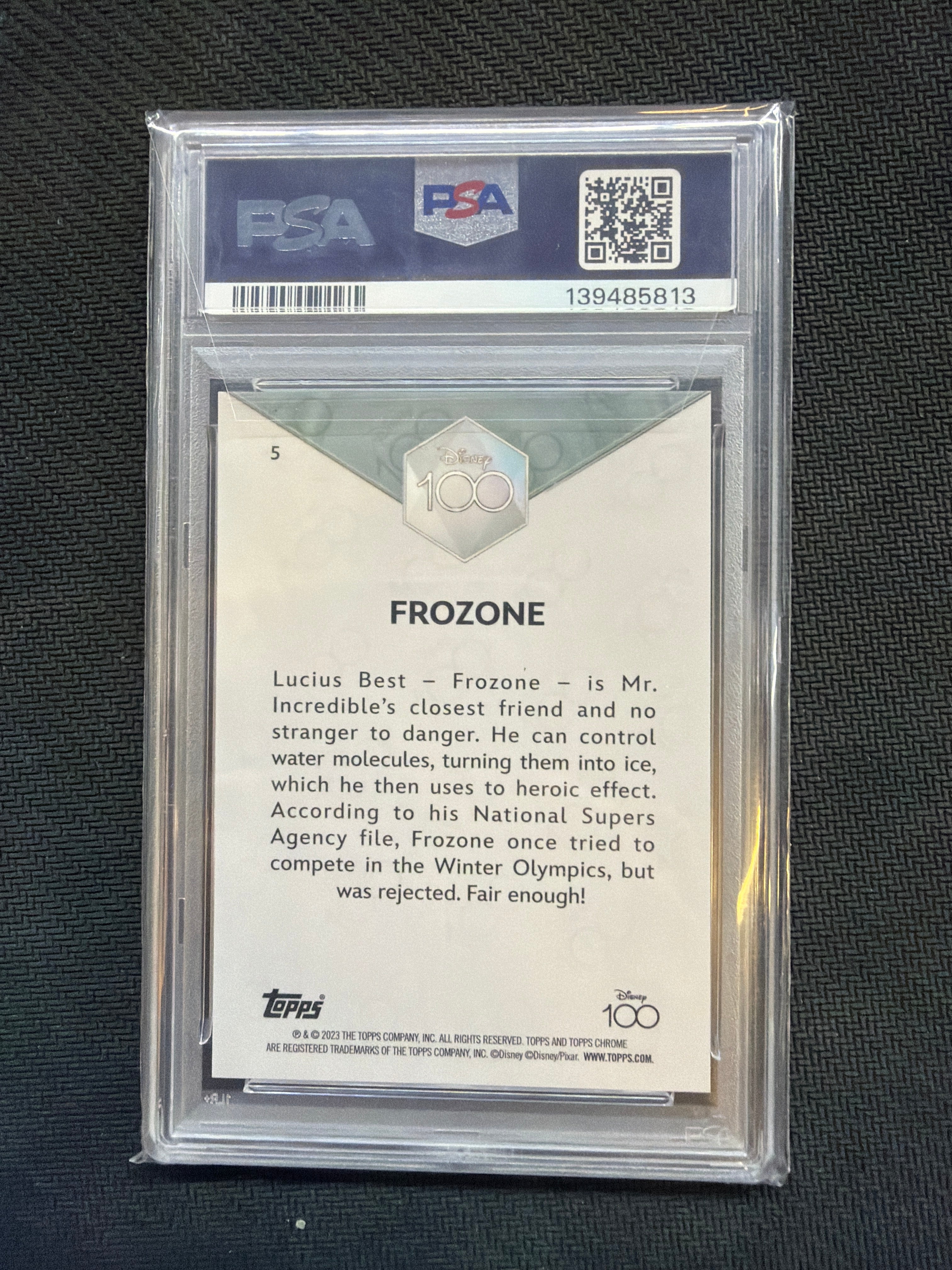 2023 Topps Chrome Disney 100 Frozone Purple /299 PSA 9