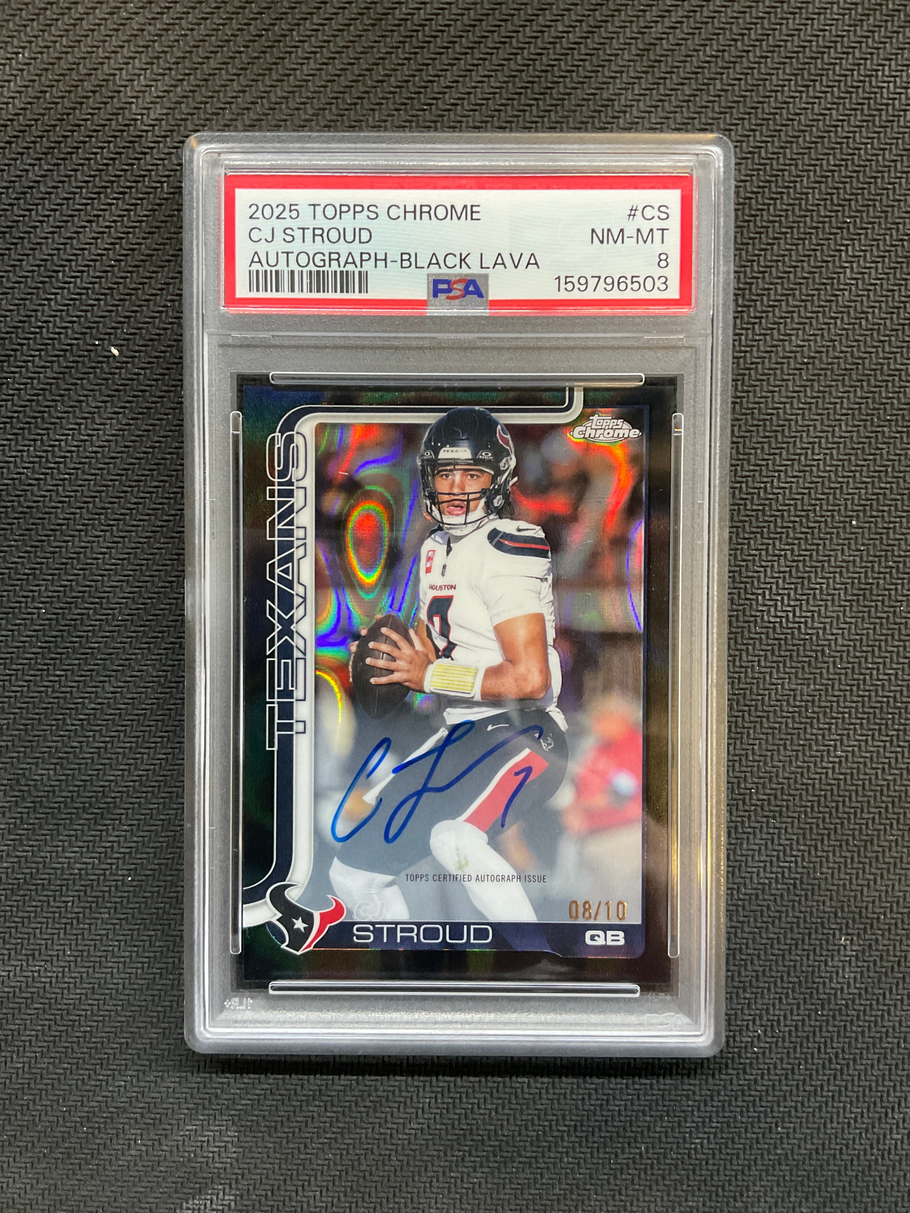 2025 Topps Chrome CJ Stroud Auto Black Lava /10 PSA 8 Texans