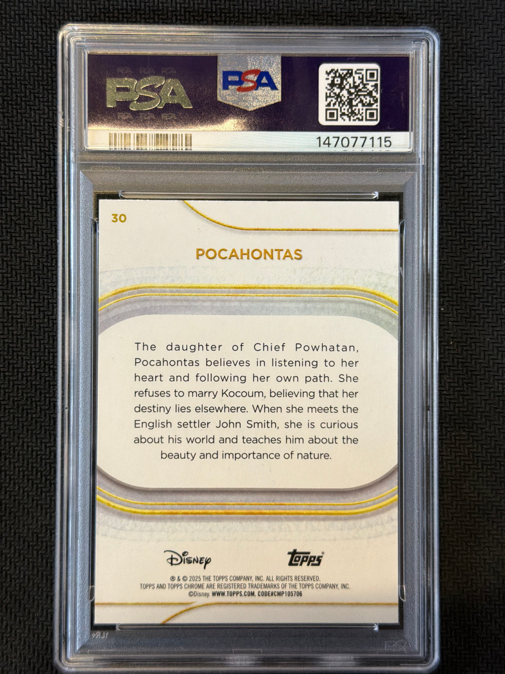 2025 Topps Chrome Disney Sapphire Pocahontas PSA 10