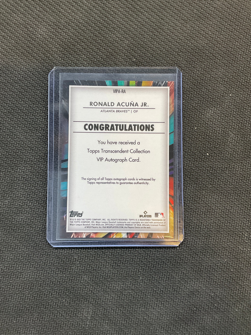 2023 Topps Transcendent Ronald Acuna Jr. Auto /15 Braves