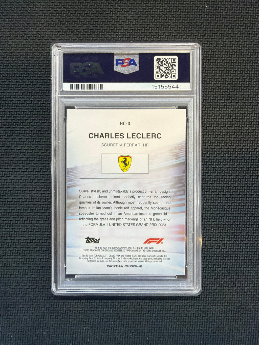 2024 Topps Chrome F1 Charles Leclerc Helmet Collection PSA 8 Ferrari