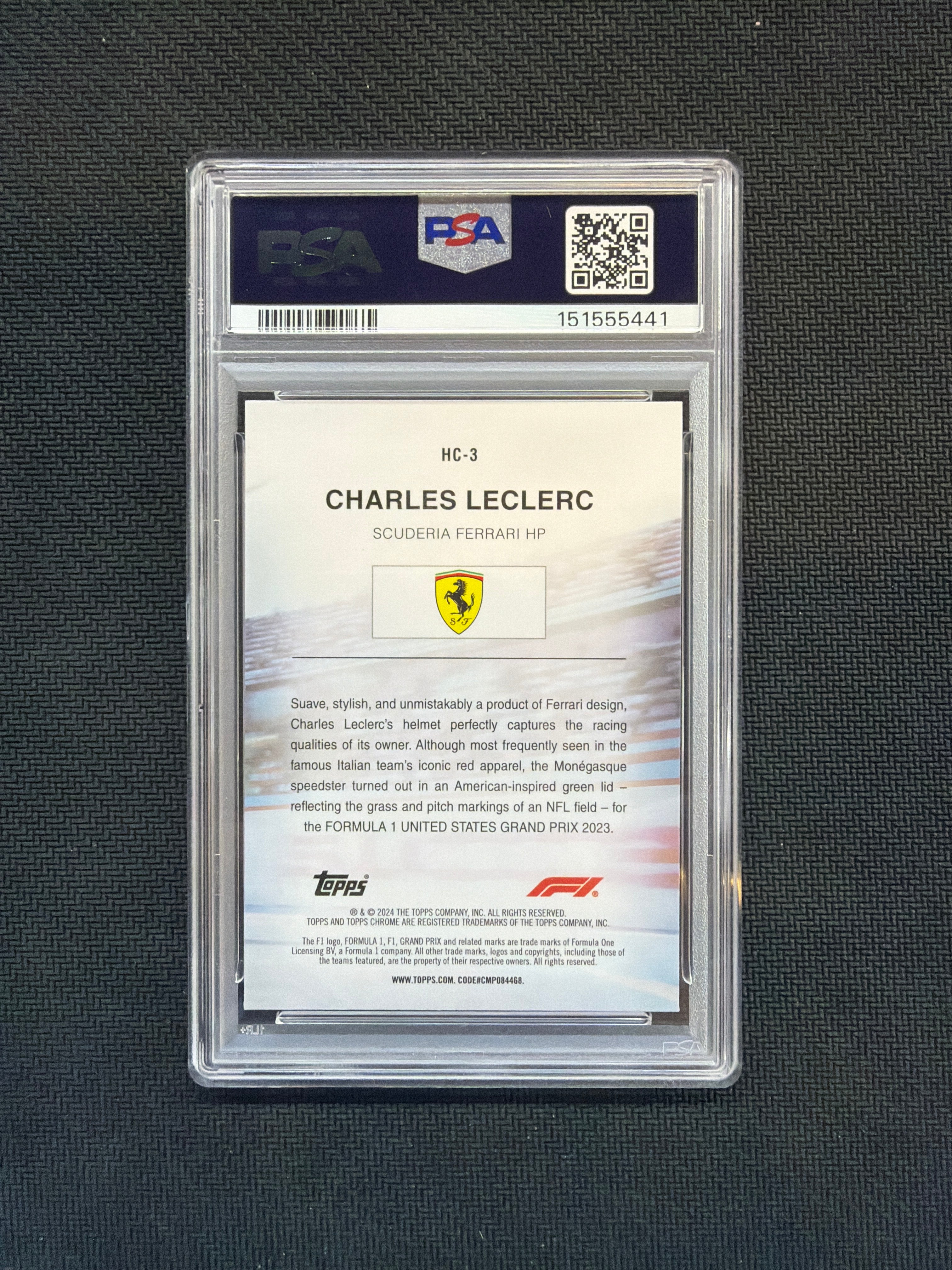 2024 Topps Chrome F1 Charles Leclerc Helmet Collection PSA 8 Ferrari