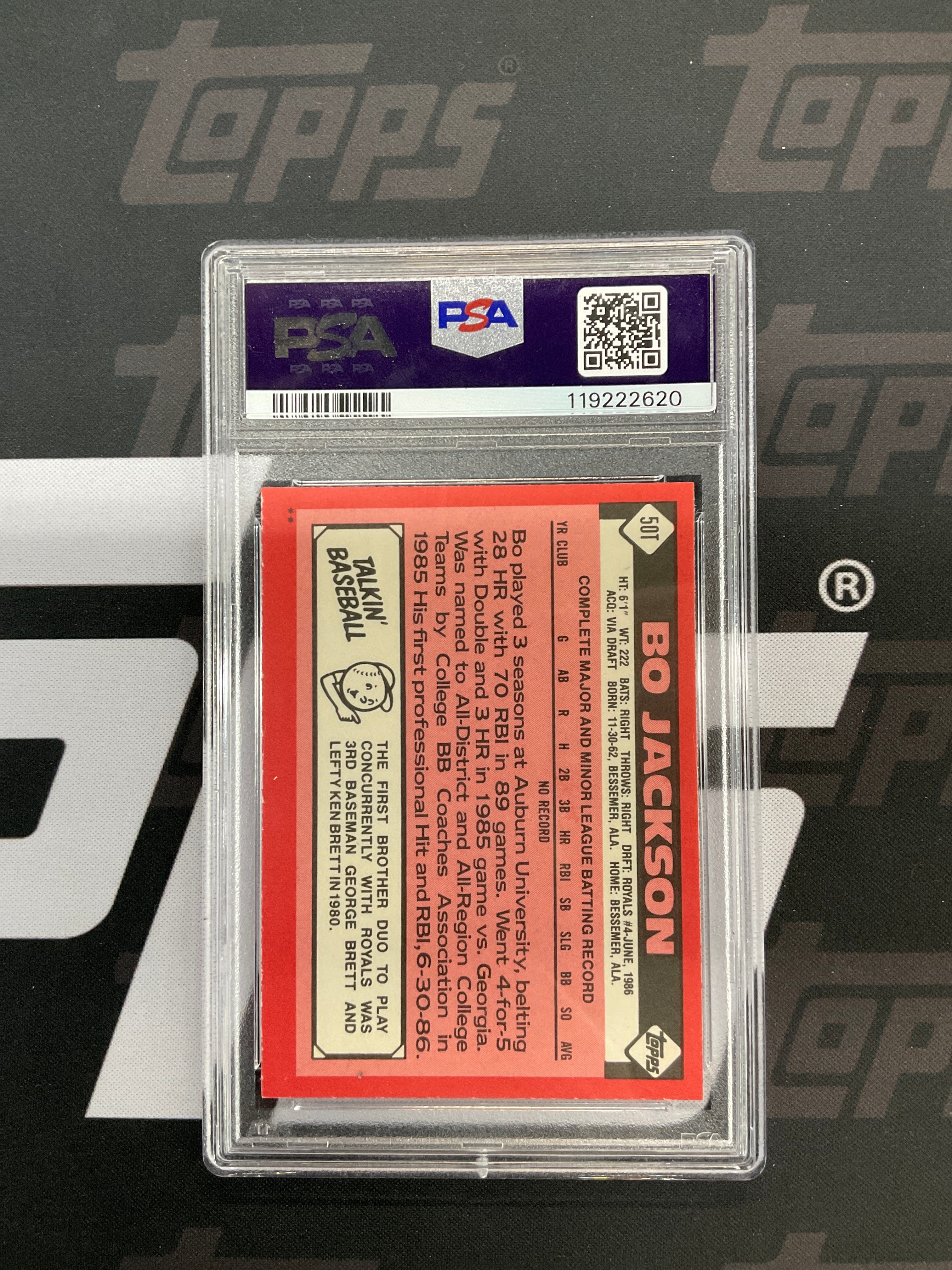 1986 Topps Traded Bo Jackson Rookie Auto #50T PSA 9 10 Auto Royals