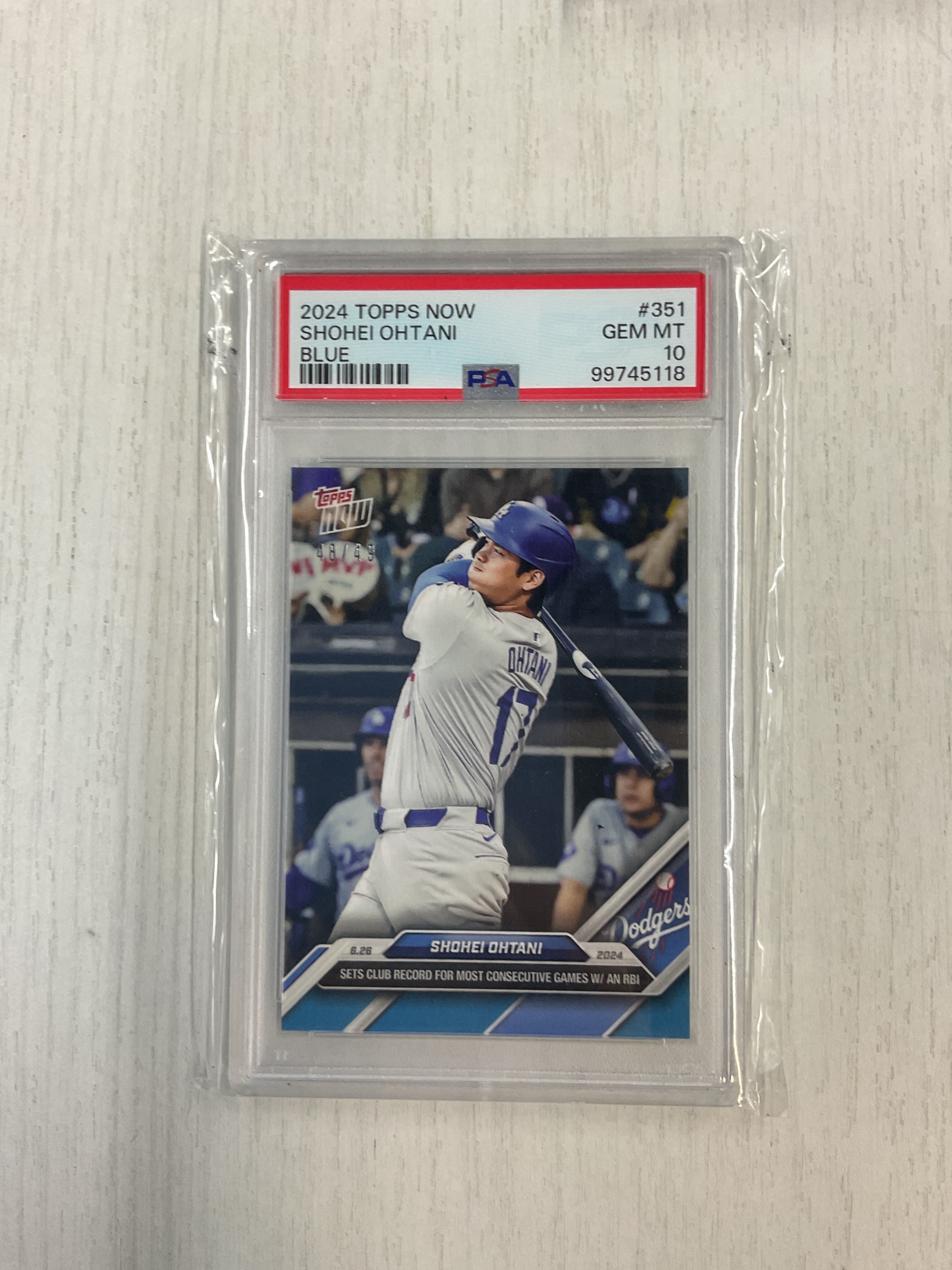2024 Topps Now Shohei Ohtani Blue /49 Dodgers PSA 10