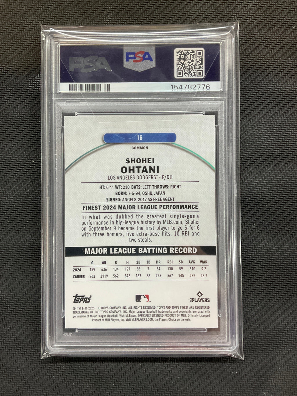 2025 Topps Finest Shohei Ohtani #16 PSA 10 776 Dodgers