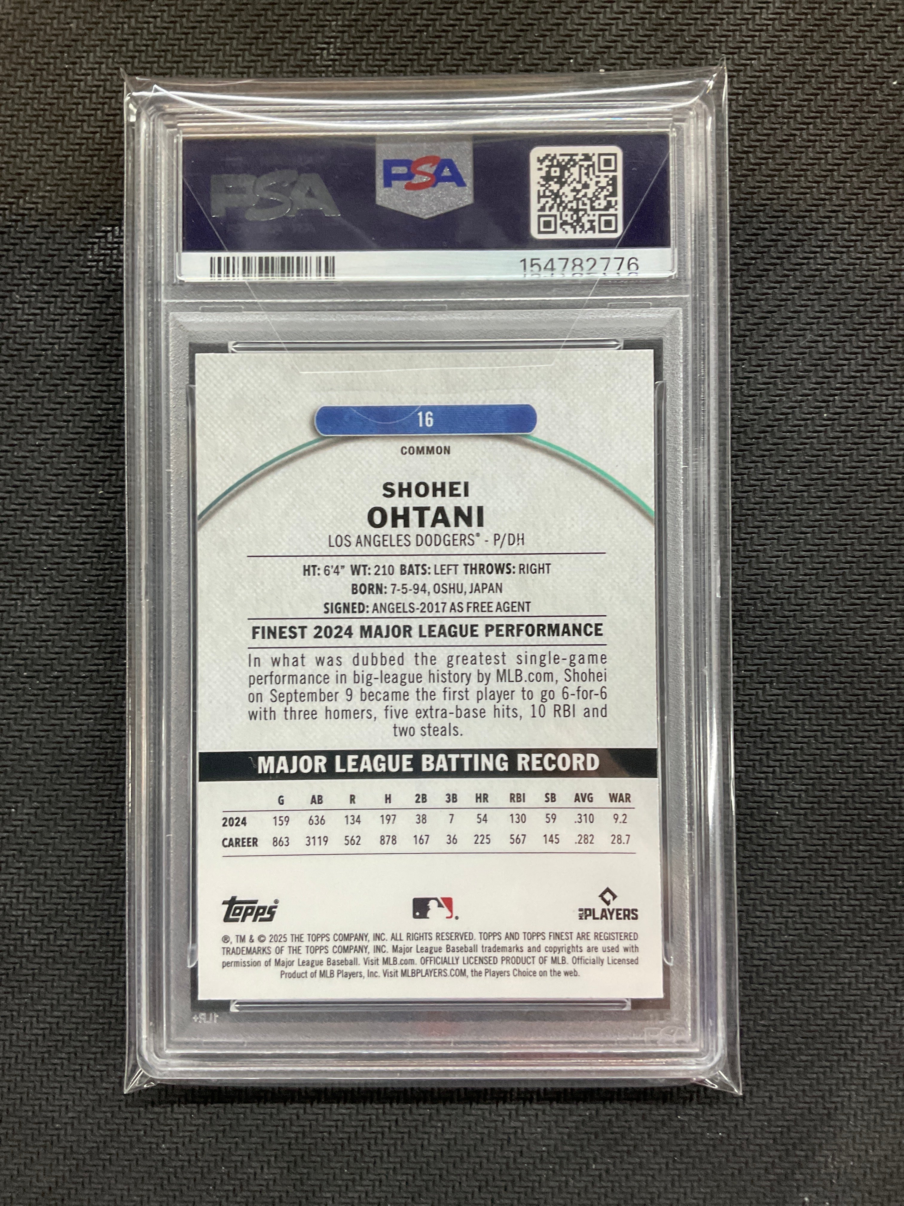 2025 Topps Finest Shohei Ohtani #16 PSA 10 776 Dodgers