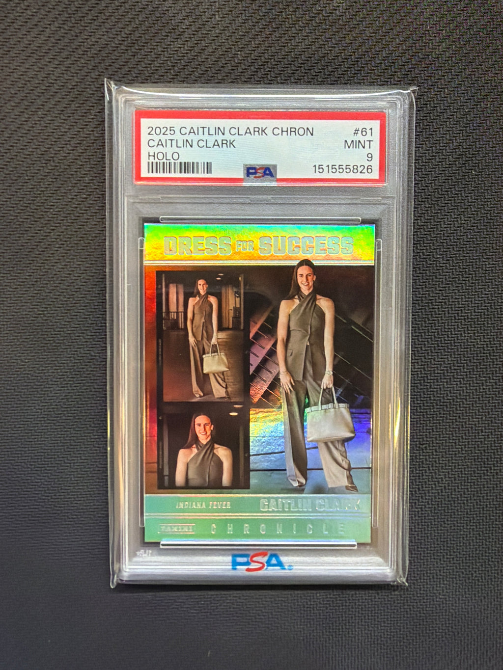 2025 Caitlin Clark Chronicled Caitlin Clark Dress For Success Holo PSA 9