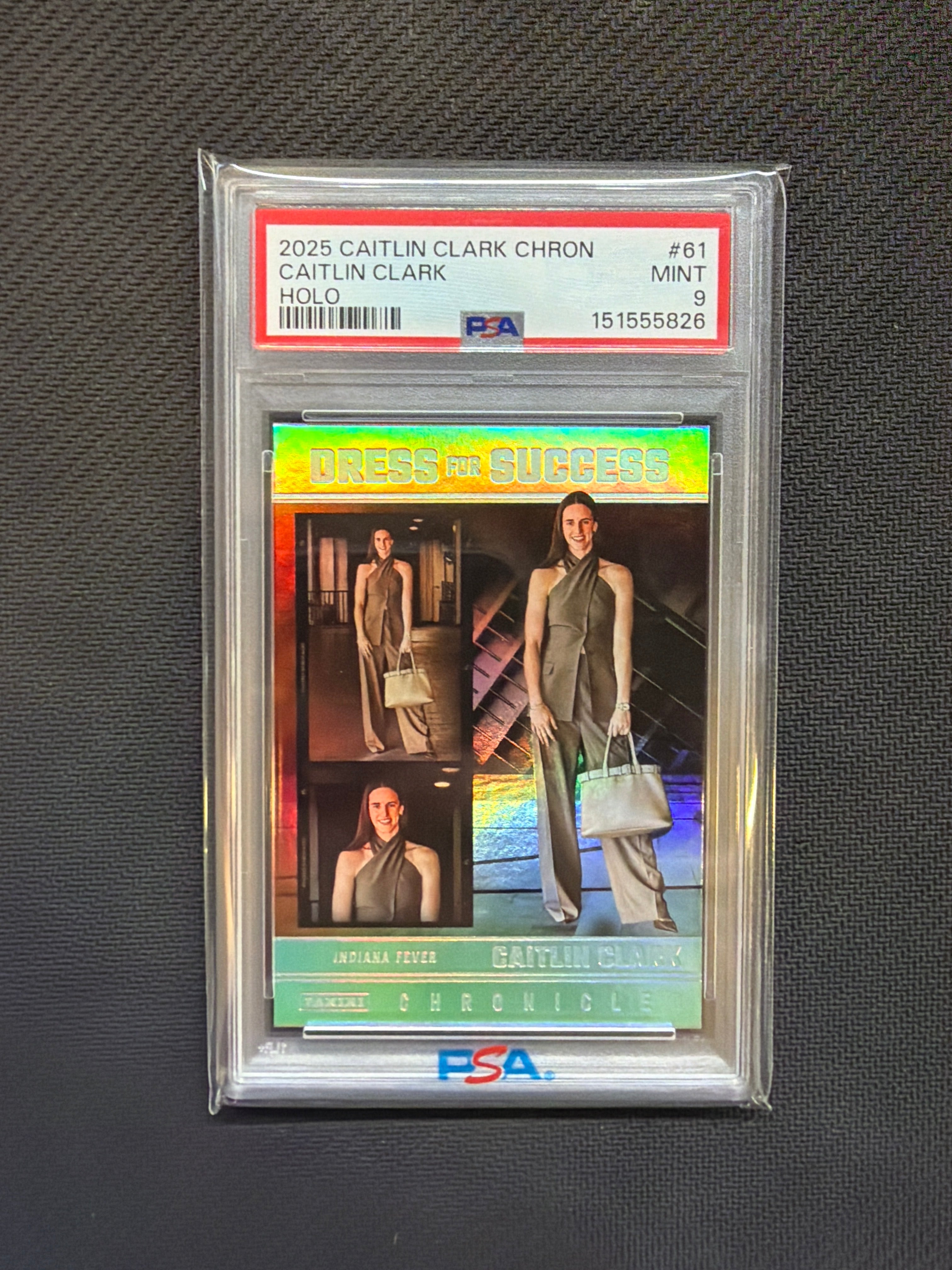 2025 Caitlin Clark Chronicled Caitlin Clark Dress For Success Holo PSA 9