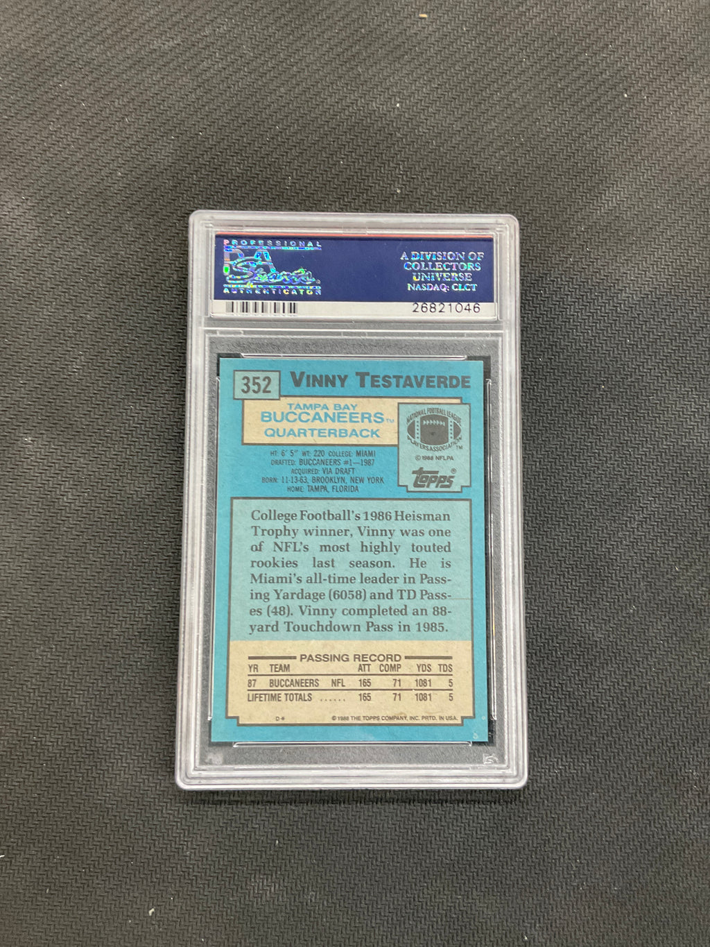1988 Topps Vinny Testaverde Rookie PSA 10 #352