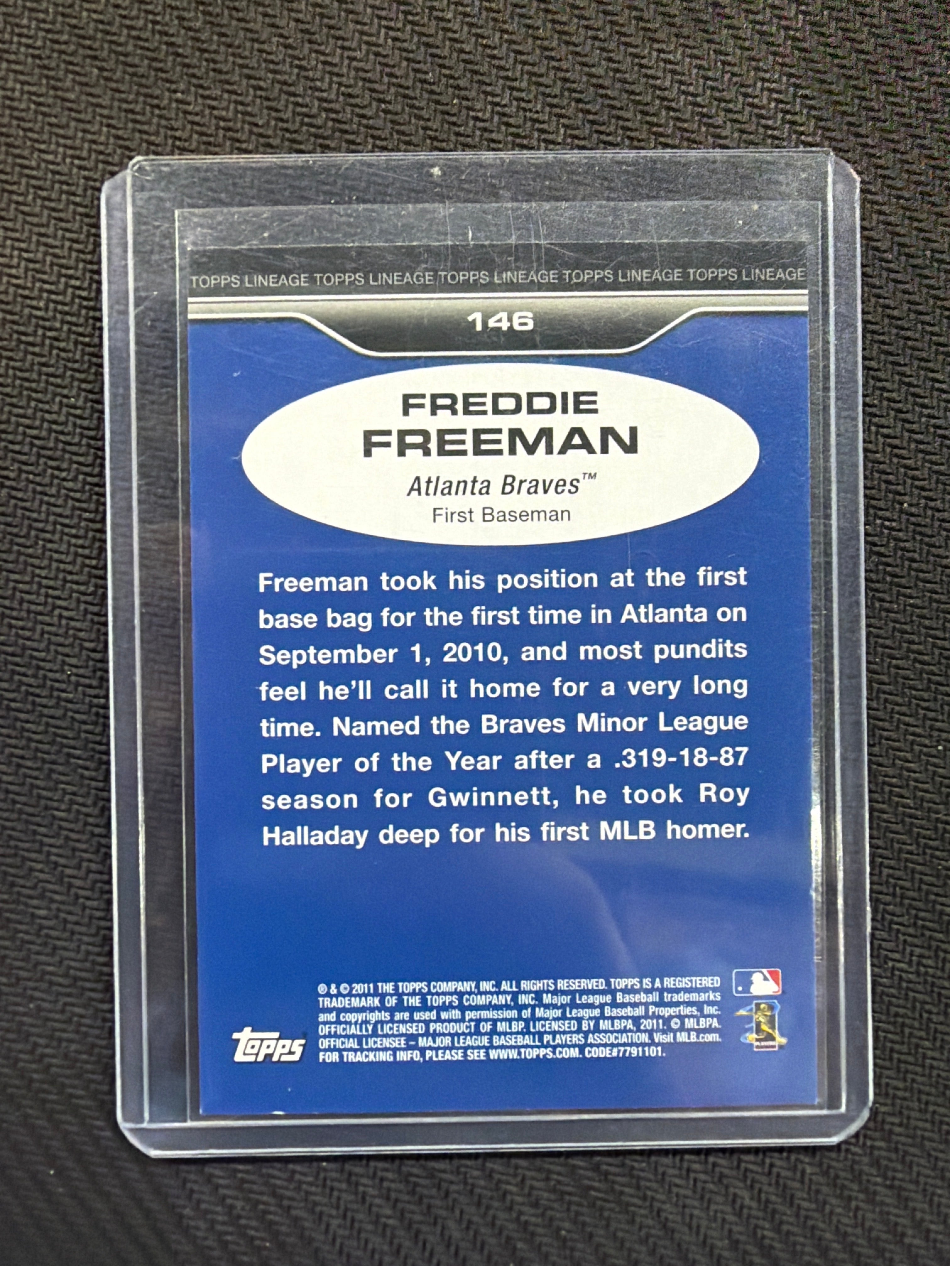2011 Topps Lineage Freddie Freeman Rookie Braves #146
