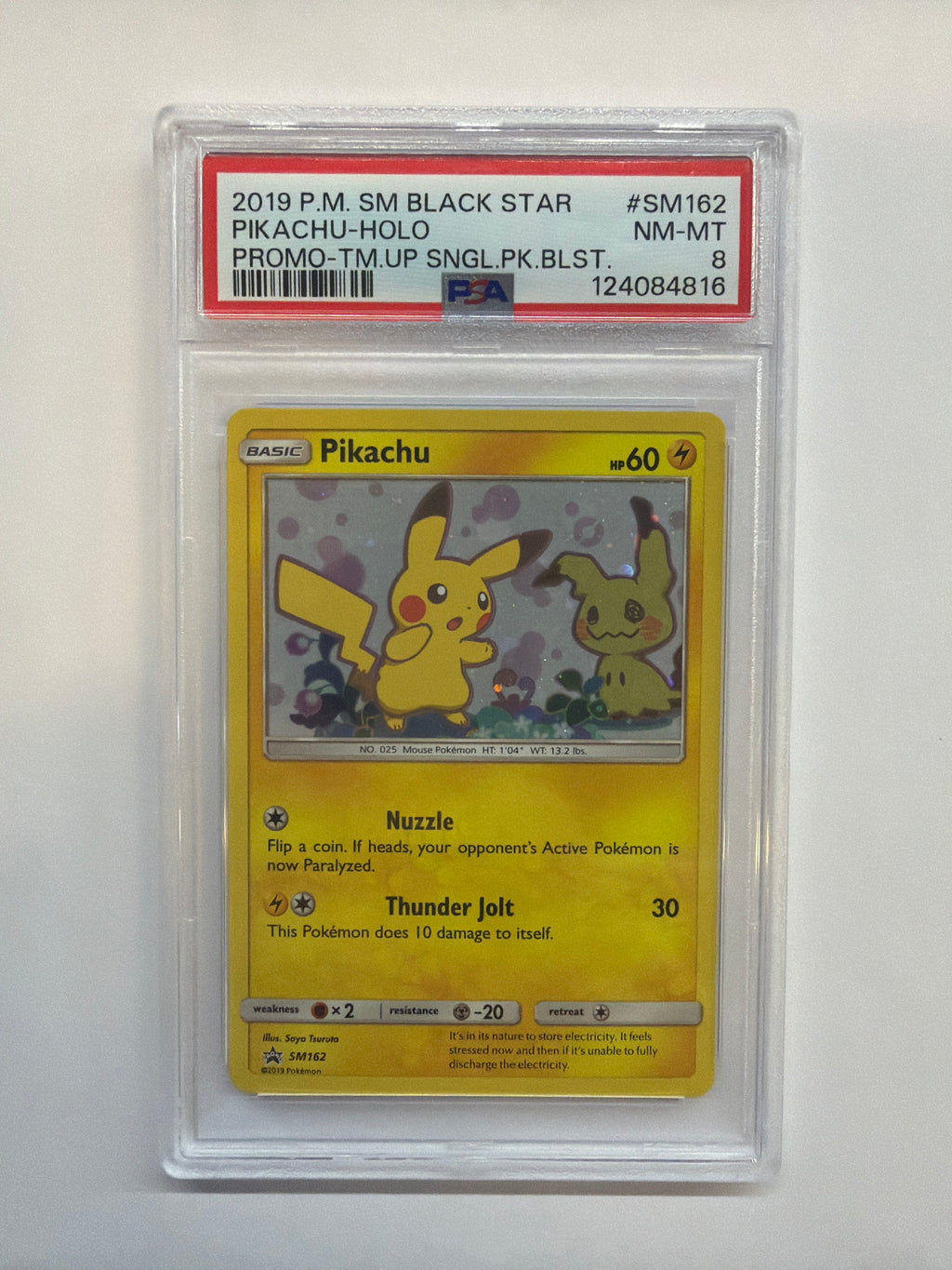 2019 Team Up Promo Pikachu Holo SM162 PSA 8