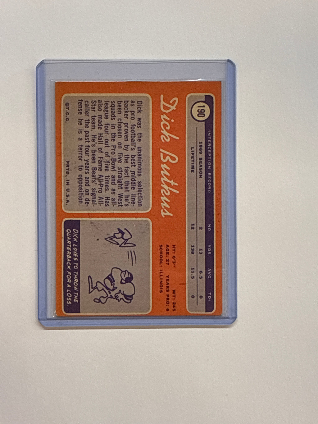 1970 Topps Dick Butkus Bears