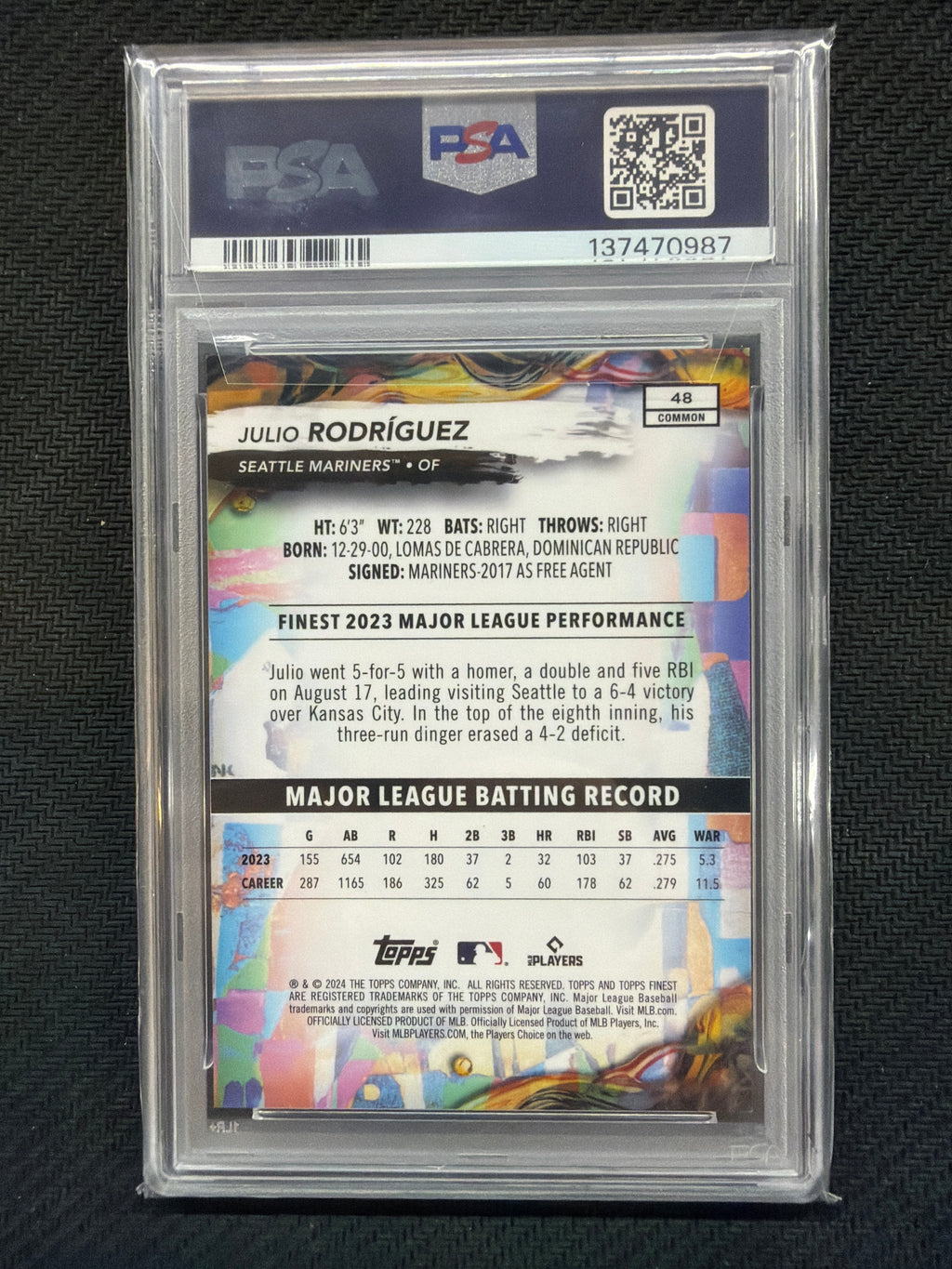 2024 Topps Finest julio Rodriguez Black /20 PSA 9 Mariners