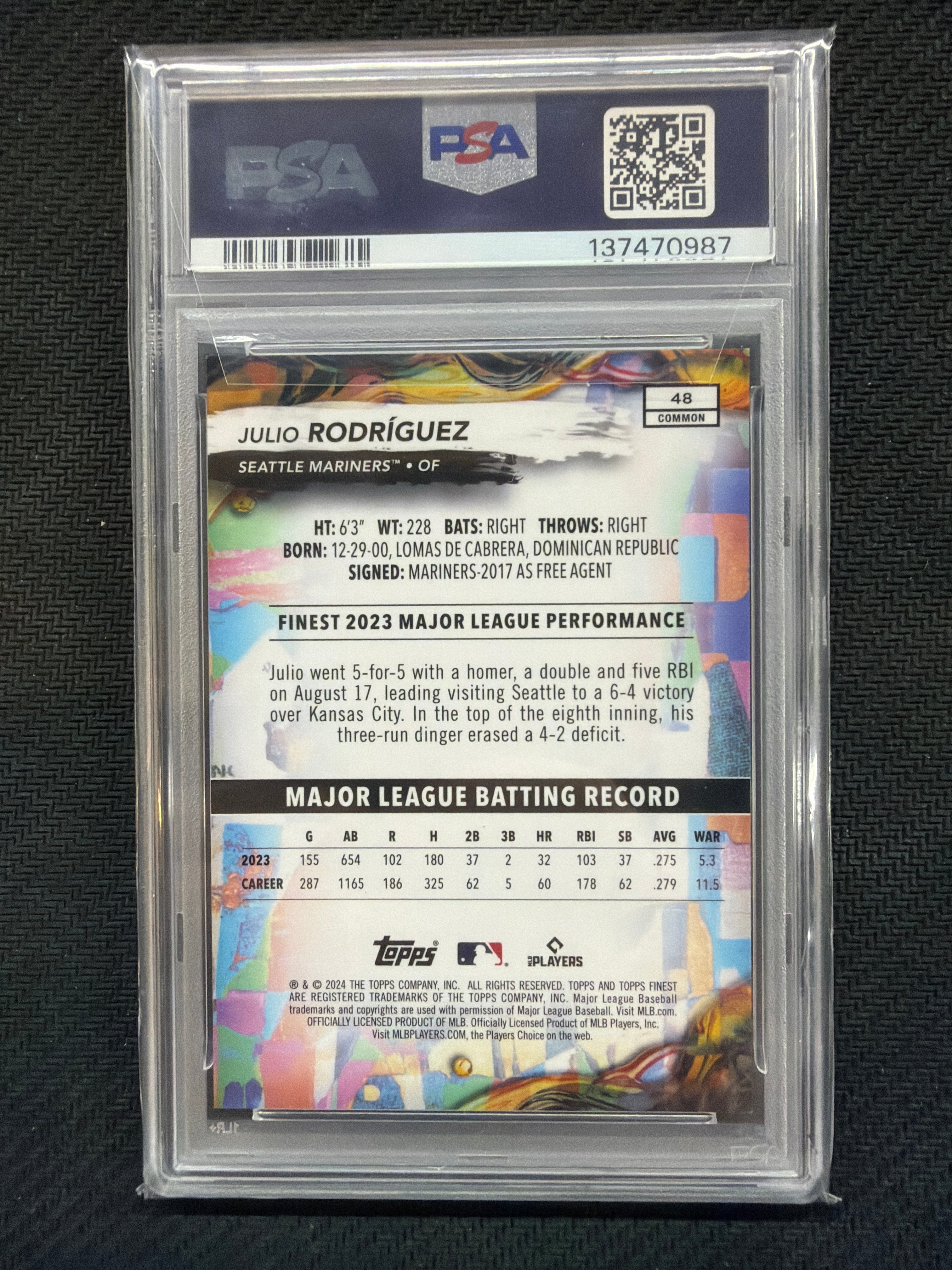 2024 Topps Finest julio Rodriguez Black /20 PSA 9 Mariners