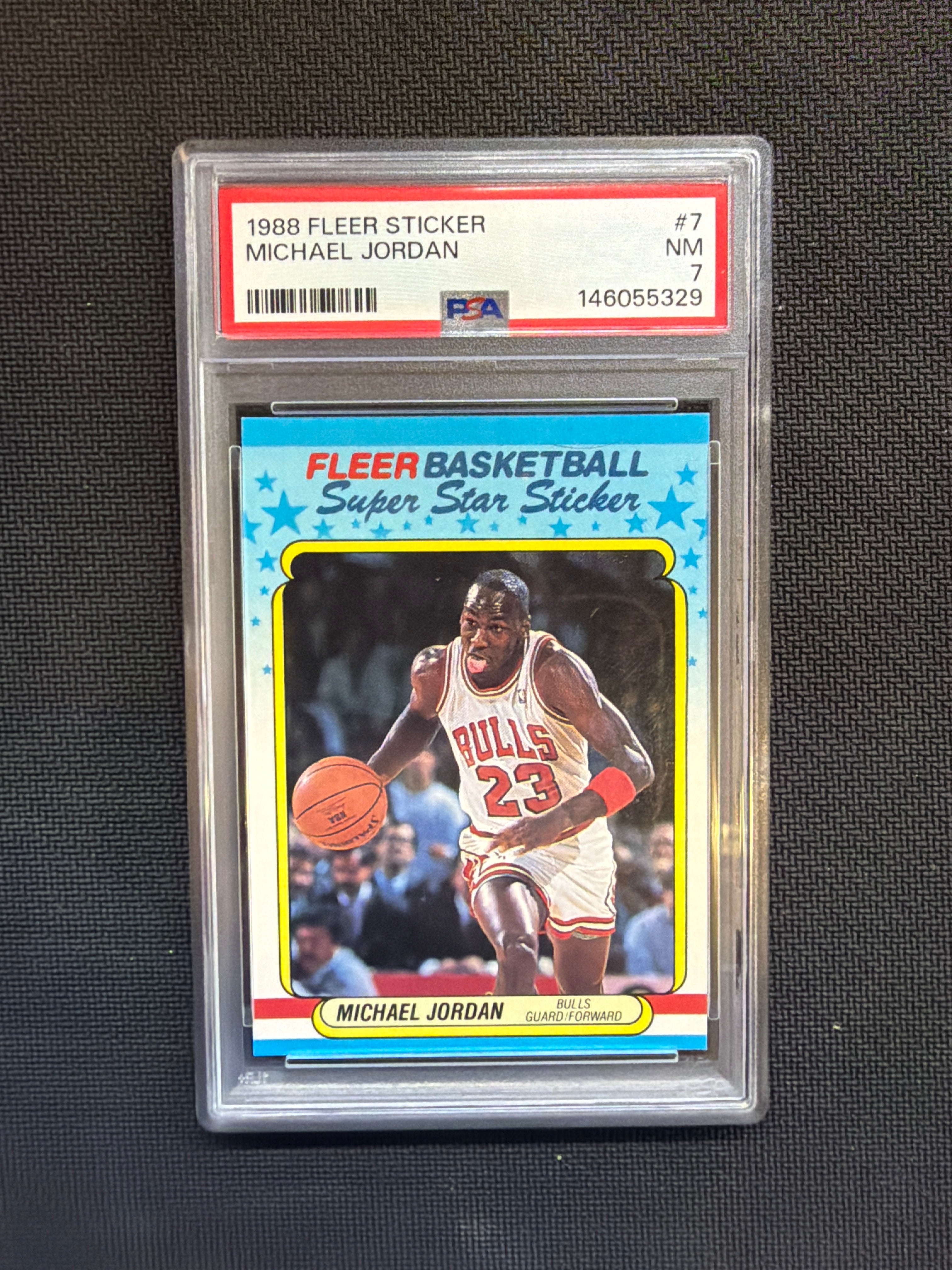1988 Fleer Sticker Michael Jordan #7 PSA 7 Bulls 329