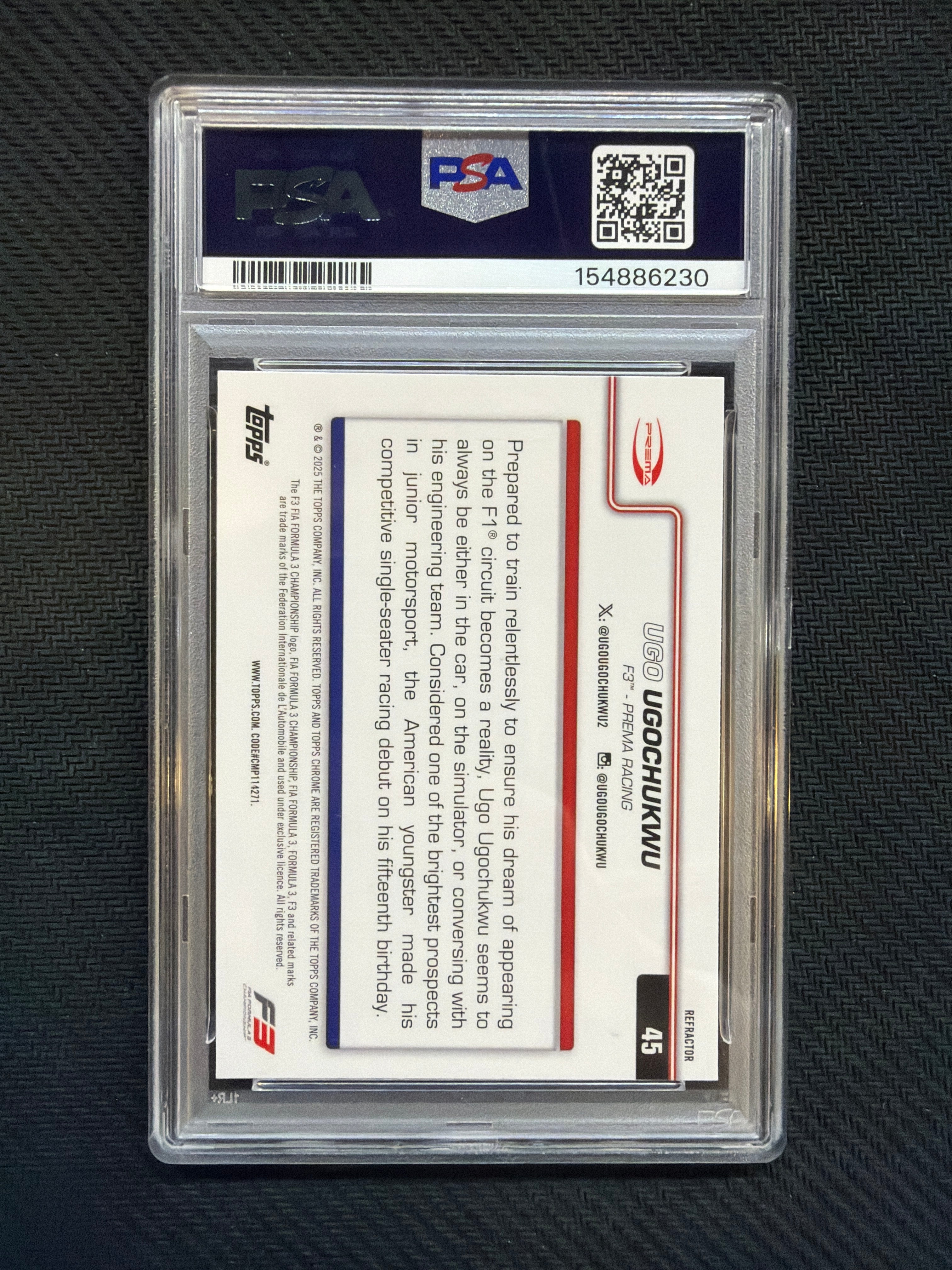 2025 Topps Chrome F1 Ugo Ugochukwu Refractor PSA 8