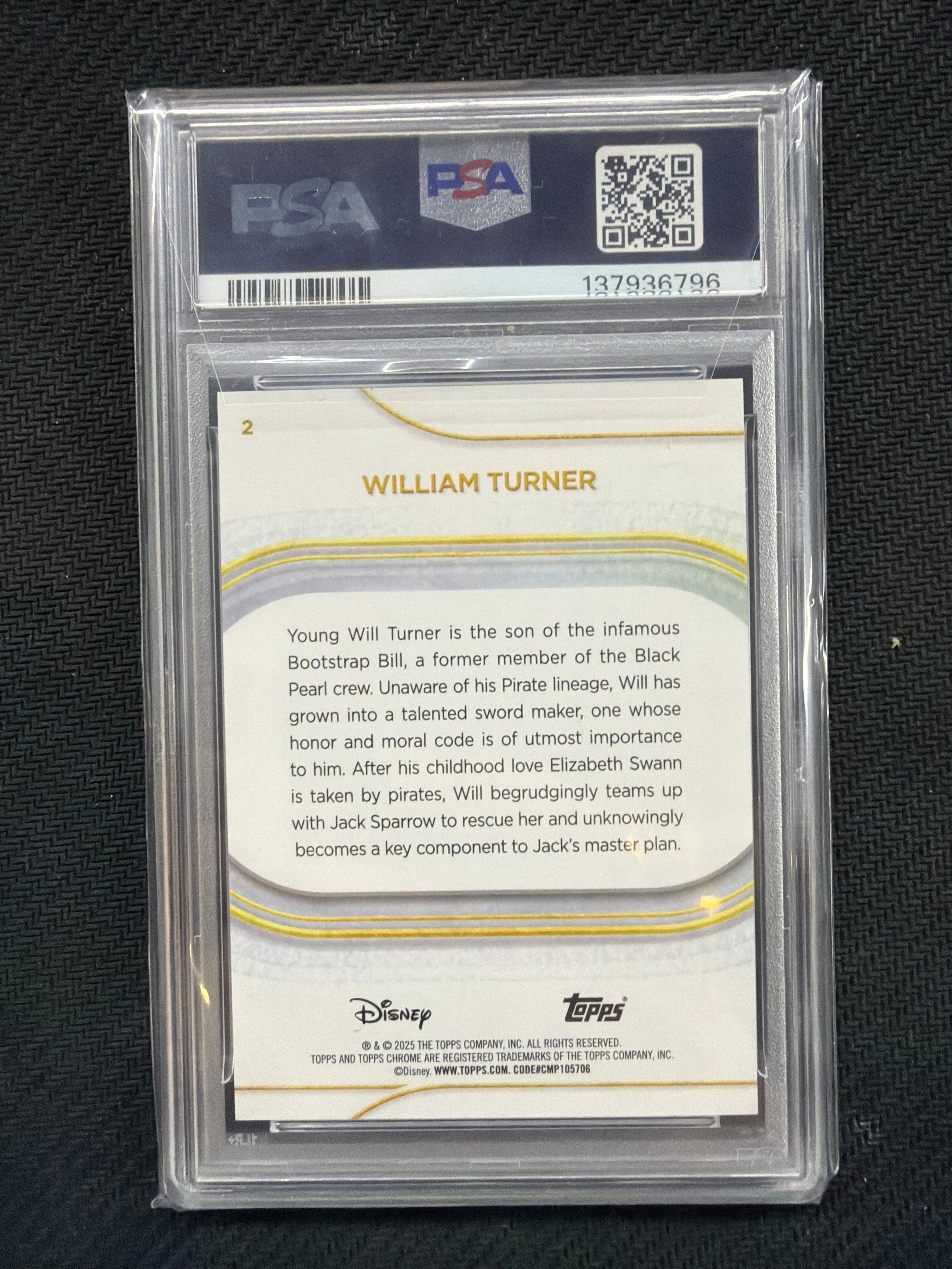 2025 Topps Chrome Disney William Turner Black Wave /10 PSA 10