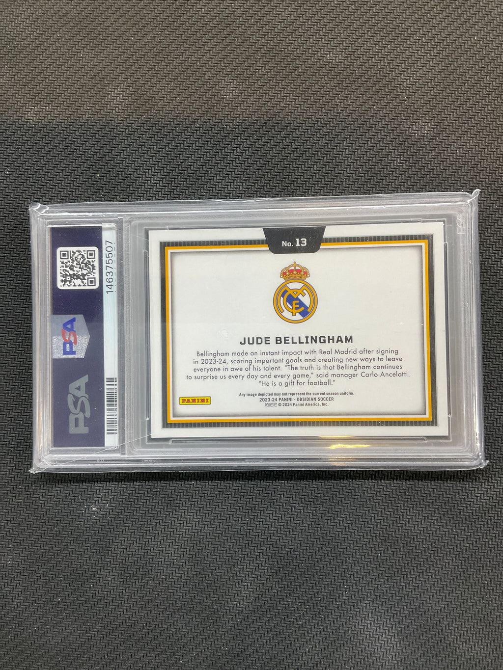 2023-24 Panini Obsidian Jude Bellingham Black Color Blast #13 PSA 10