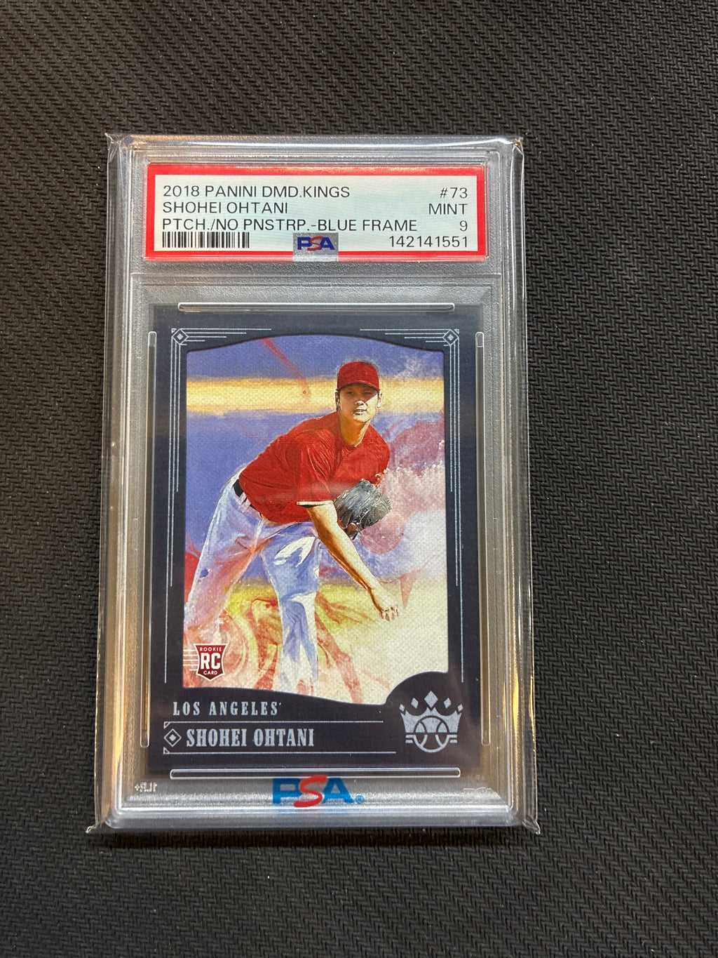 2018 Panini Diamond Kings Shohei Ohtani Pitching / No Pinstripe Blue Frame Rookie PSA 9 Angels