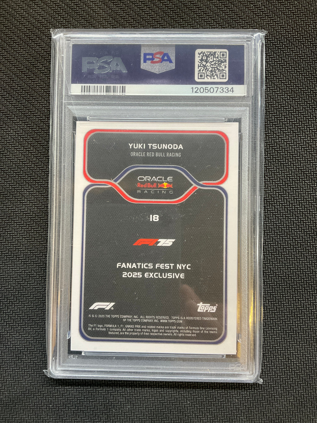 2025 Topps F1 Fanatics Fest #18 Yuki Tsunoda Red Bull PSA 10