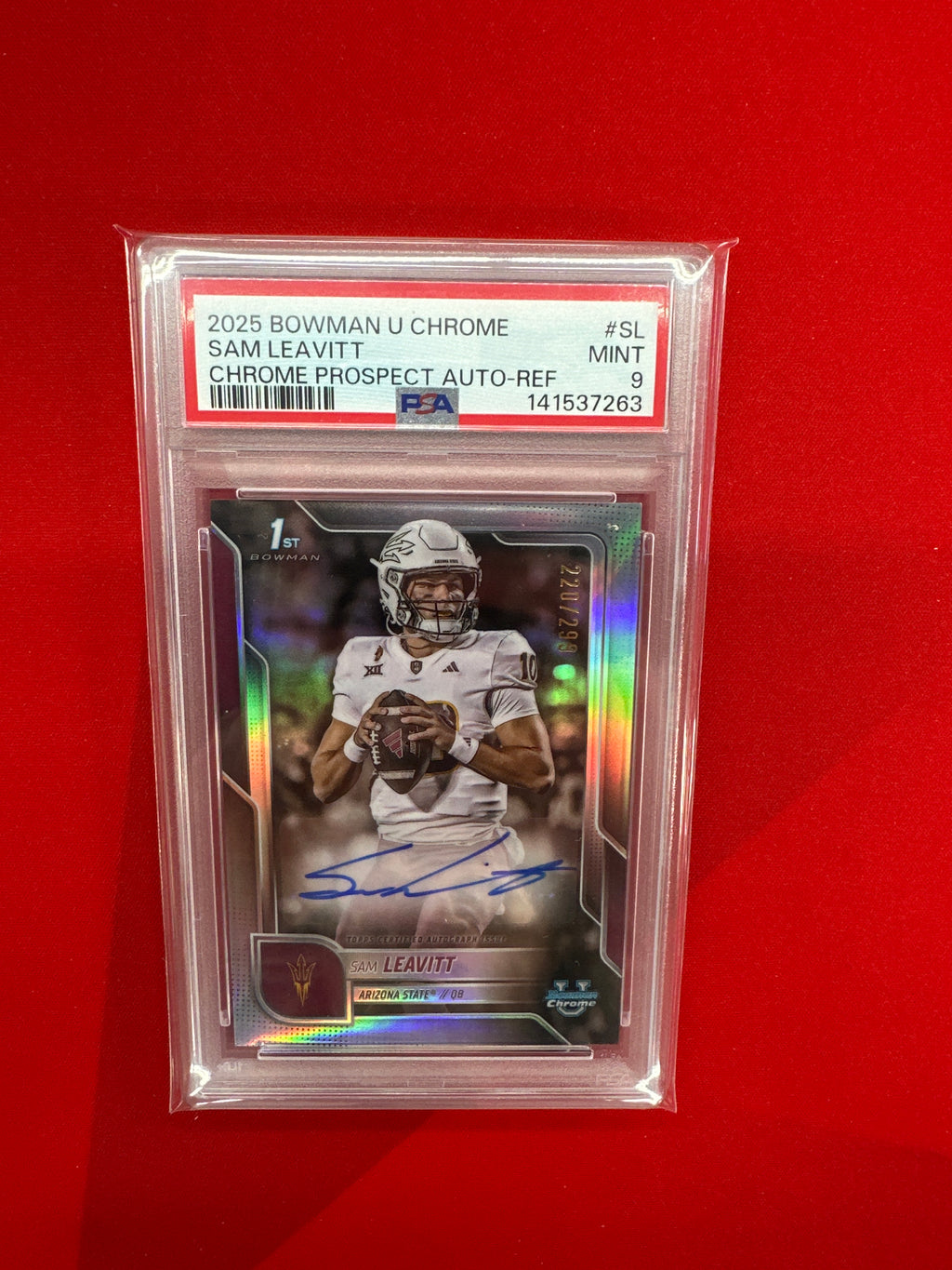 2025 Bowman U Sam Leavitt Rookie Auto /299 PSA 9 LSU