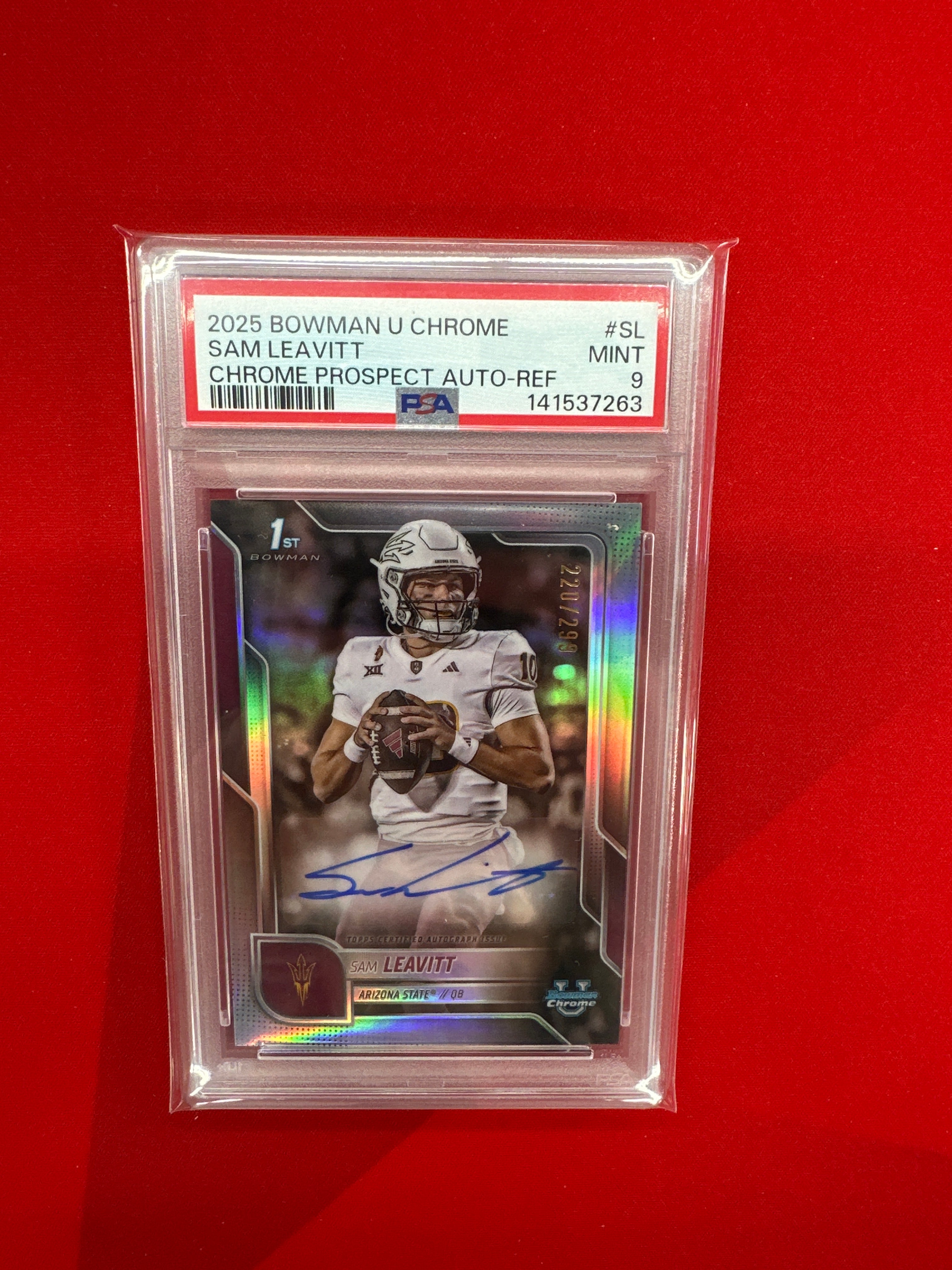 2025 Bowman U Sam Leavitt Rookie Auto /299 PSA 9 LSU